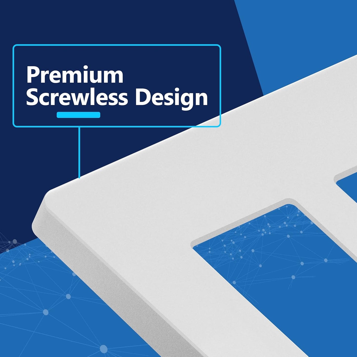 LIDER Matte Finish Double Decorator Switch Cover, Screwless Wall Plate, Mid-Size 2-Gang 4.88" x 4.92", Polycarbonate Thermoplastic, UL Listed, LSWP-32M-W, White