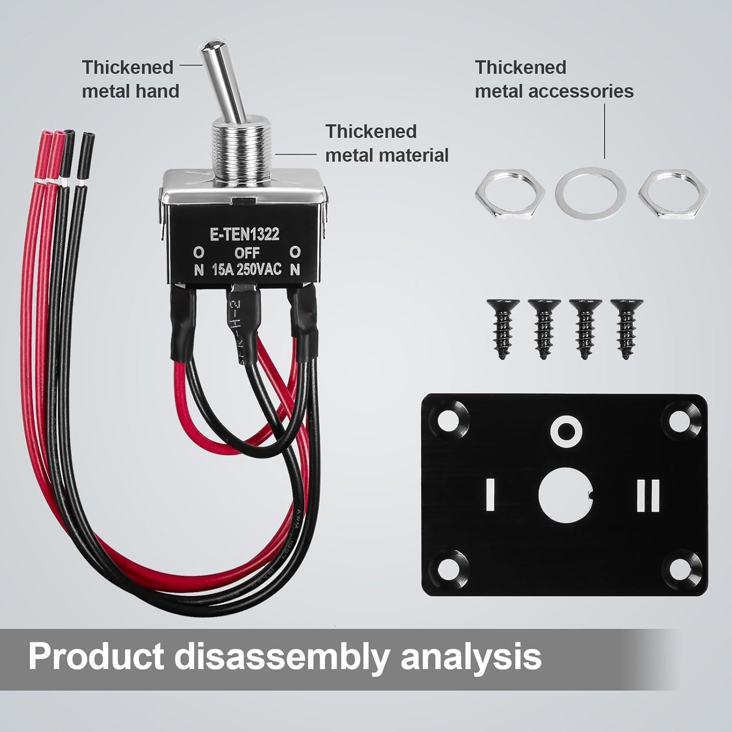 Button Switch Rocker Switch Toggle Switch Six Pin Three Position 1/2 Prewired Power Transfer Switch with Mounting Plate,Waterproof Cap.