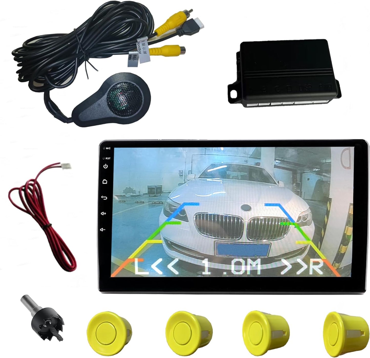 LCD Parking Sensor Kit - Displays Data on Original Screen, Easy Rear Installation, Compatible with CVBS Cameras (Not for AHD), 18 Probe Colors to Match Any Vehicle