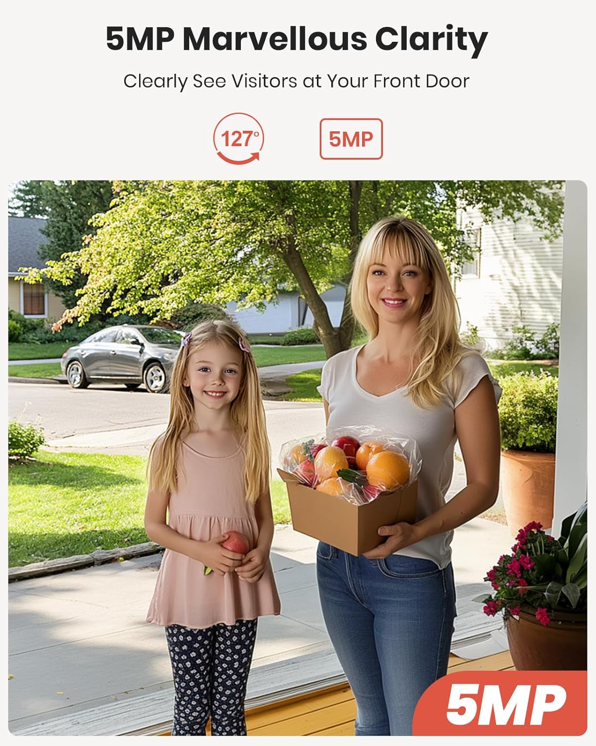 Doorbell Camera Wireless, 3K Video Doorbell with Chime, 2.4G WiFi Outdoor Security Cemera, Human Detection, 2-Way Audio, Night Vision, Voice Changer, Works with Alexa and Google Assistant