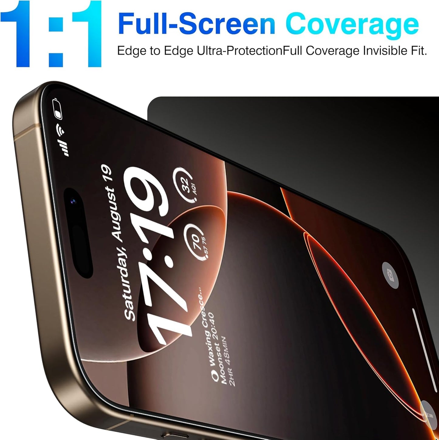 EZ-GLAZ- 4 Pack for iPhone 16 Pro Max Screen Protector[6.9"] With 2 Pack Camera Lens Protector, 9H+ Hardness 12FT Military Grade Shatterproof Scratch Resistant Durable Tempered Glass Film with Flawless Fit Kit, HD Clear
