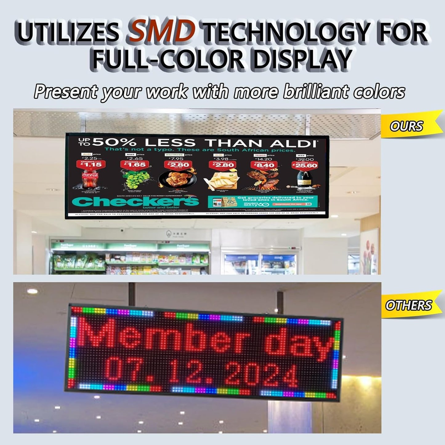 P5 Led Scrolling Signs,Wifi & USB Programmable Advertising Display Board, Customizable Texts/Time/Images/Videos Neon Lights Indoor, Wall Display Message Board for Business