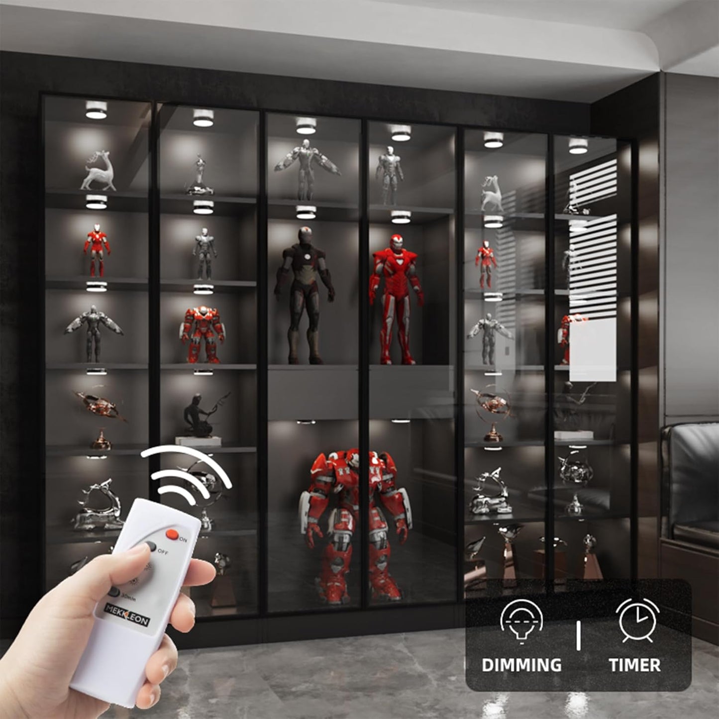 Puck Lights with Remote Control, Under Cabinet Lighting with Magnetic and Cordless, 1200mAh Rechargeable Closet Lights Stick On Lights for Under Cabinet,Hallway, Stairway,Closet (Cool White,9pcs)