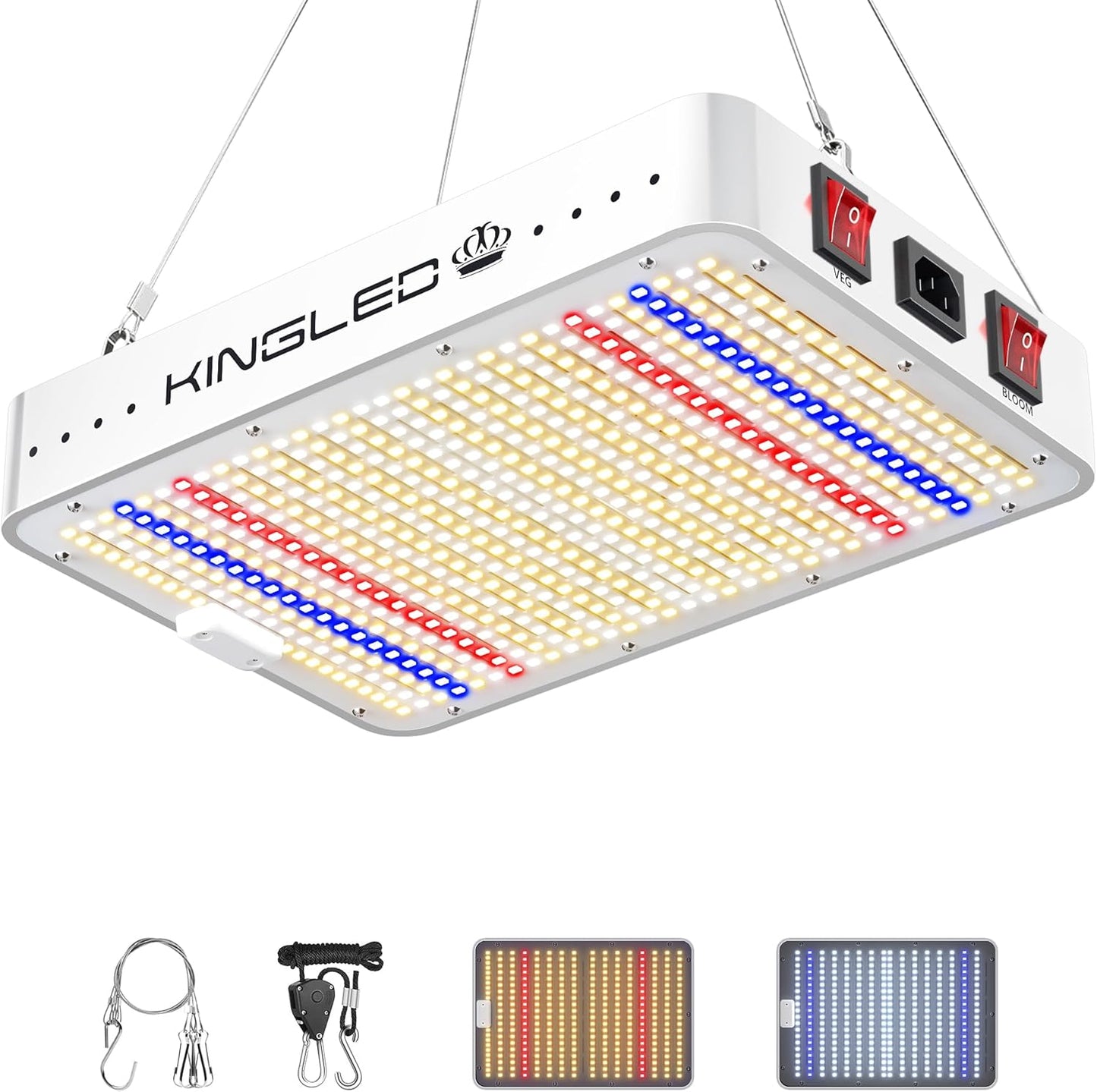 KingLED KP1000 LED Grow Lights with Yield LEDs 2x2ft Coverage Full Spectrum Grow Lights for Indoor Hydroponic Plants Greenhouse Growing Lamps Veg Bloom Daul Mode