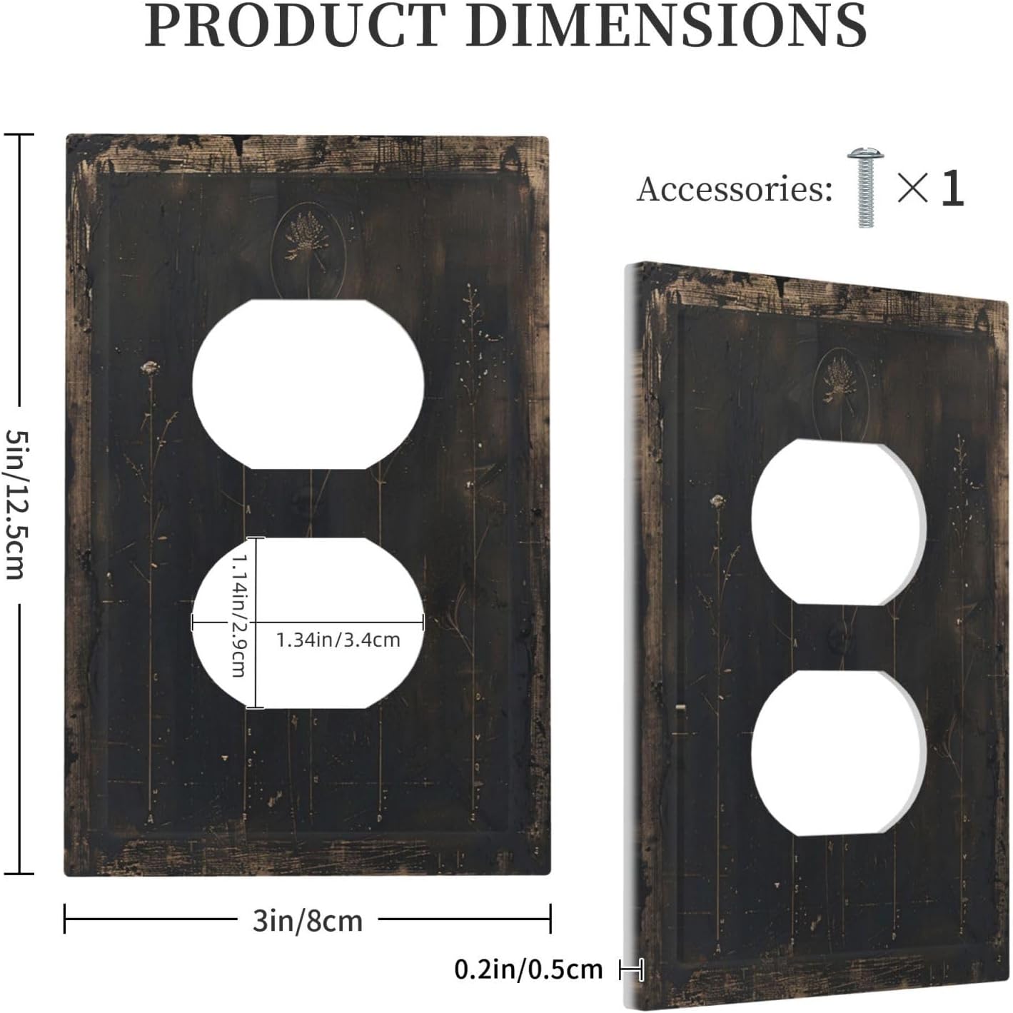 Outlet Covers Black And White Dandelion Art Vintage Wood Grain 1 Gang Duplex Light Switch Cover Plate Decorative Switch Plate Covers Electrical Socket Cover for Farmhouse Cabin Decor