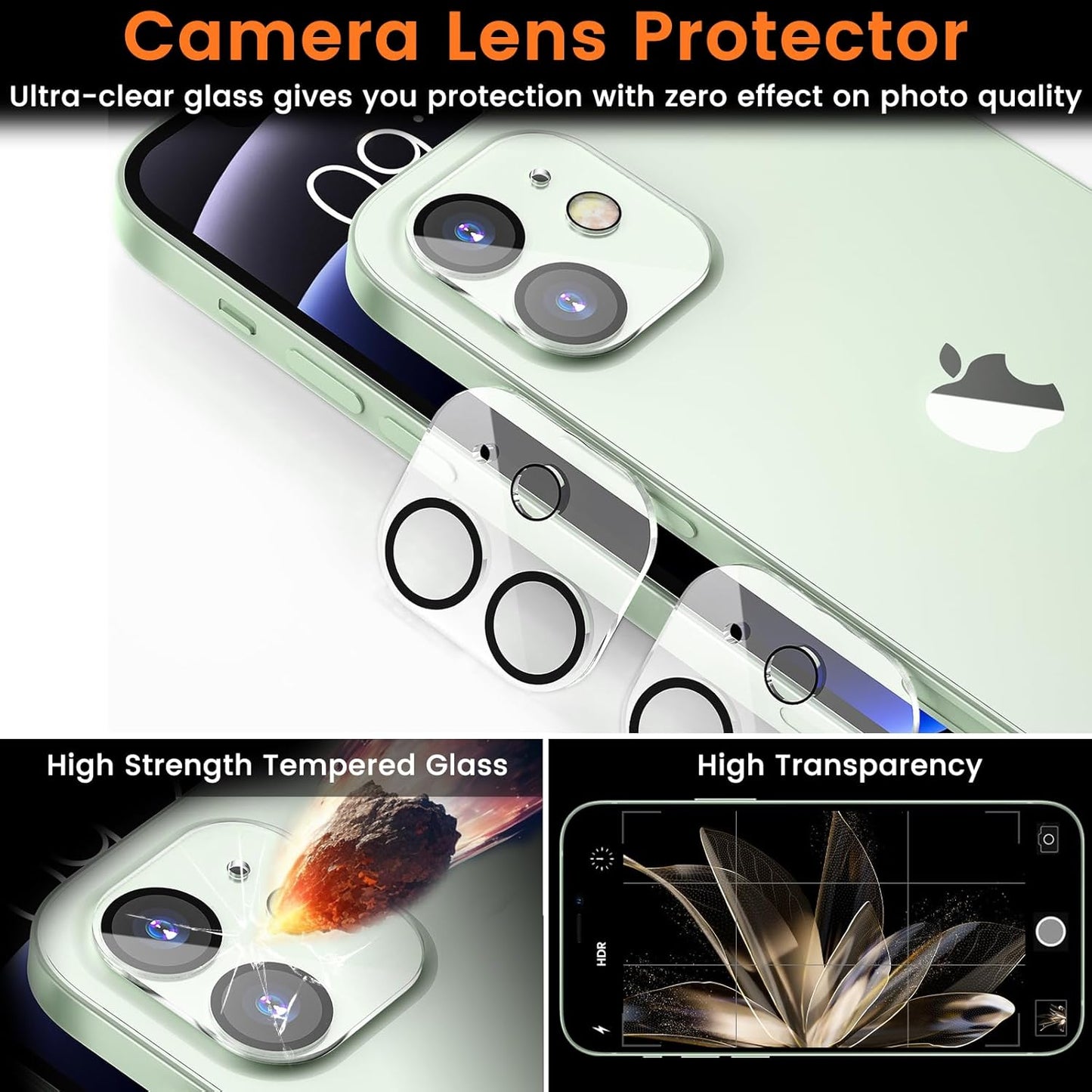 3+3 Pack Privacy Screen Protector for iPhone 12 6.1-Inch with 3 Pack Camera Lens Protector, Anti Spy Tempered Glass Film 9H Hardness Bubble Free Case Friendly