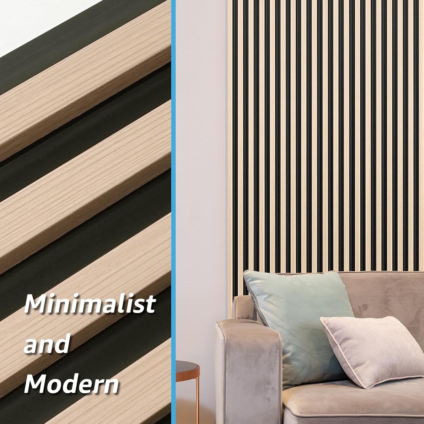Art3d 8-Pack WPC Wood Slat Wall Panel for Interior Décor, 3D Wood Fluted Acoustic Paneling for Living Room Bedroom Home & Office Accent Wall Decor - 96 x 6 Inch Oak