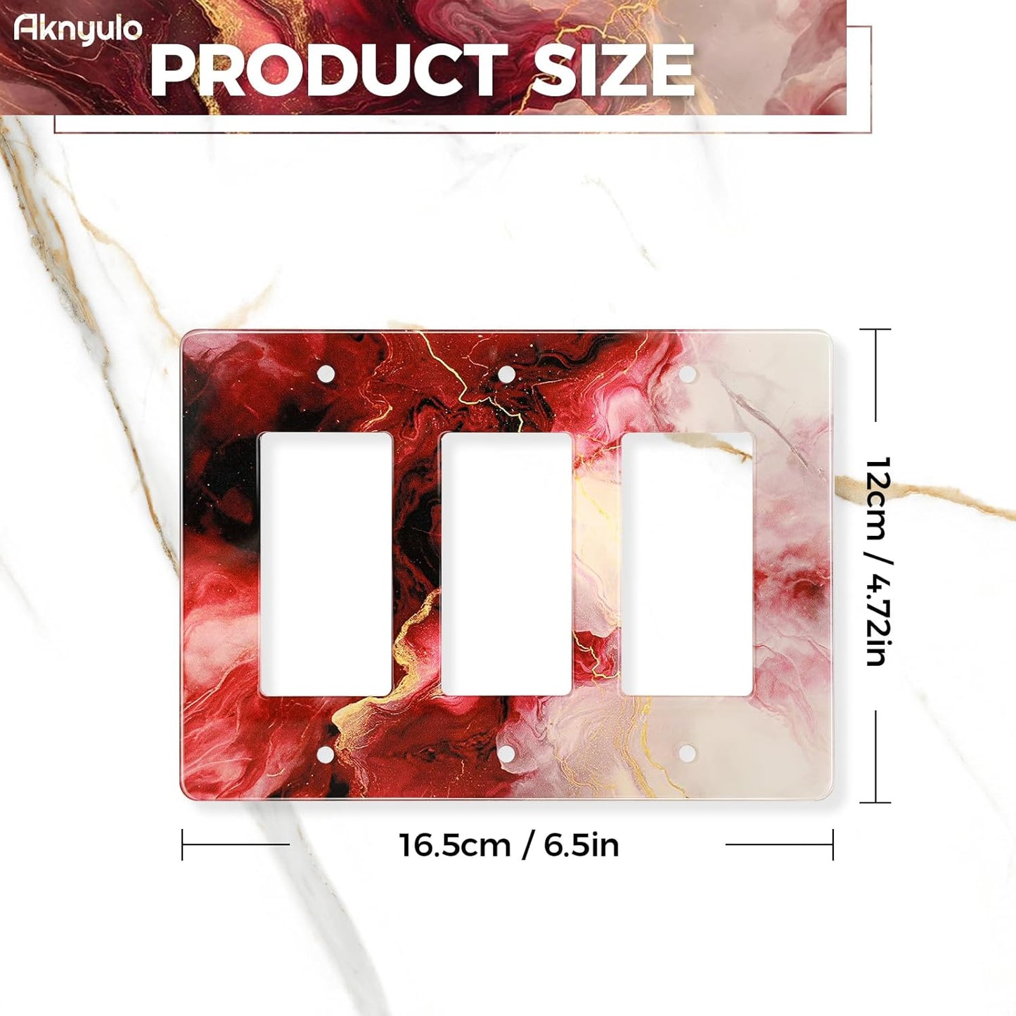 Rich Burgundy Marble Acrylic Light Switch Plate Acrylic Decorative Wall Outlet Cover Switch Plates