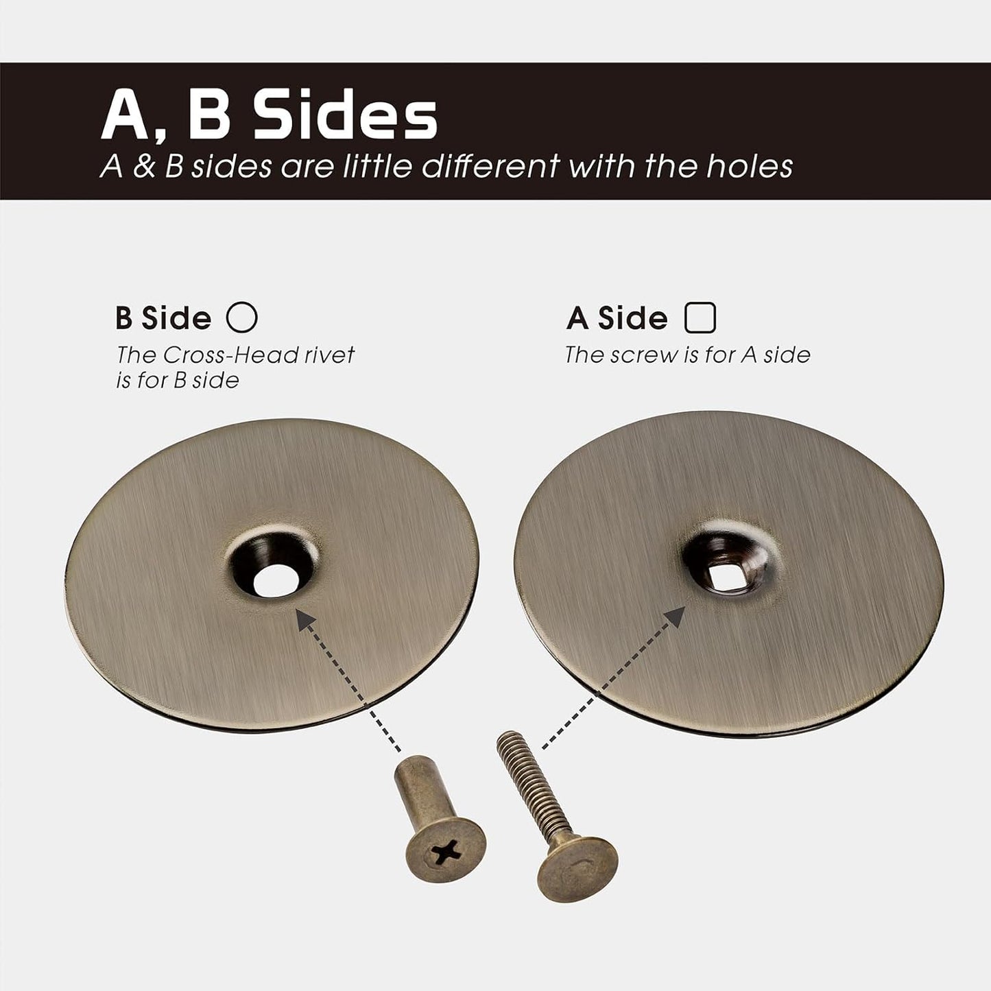 Door Hole Cover Plate, 2-5/8" Diameter Solid Steel, Hole Filler Plate for Door Handle (1, Antique Brass)
