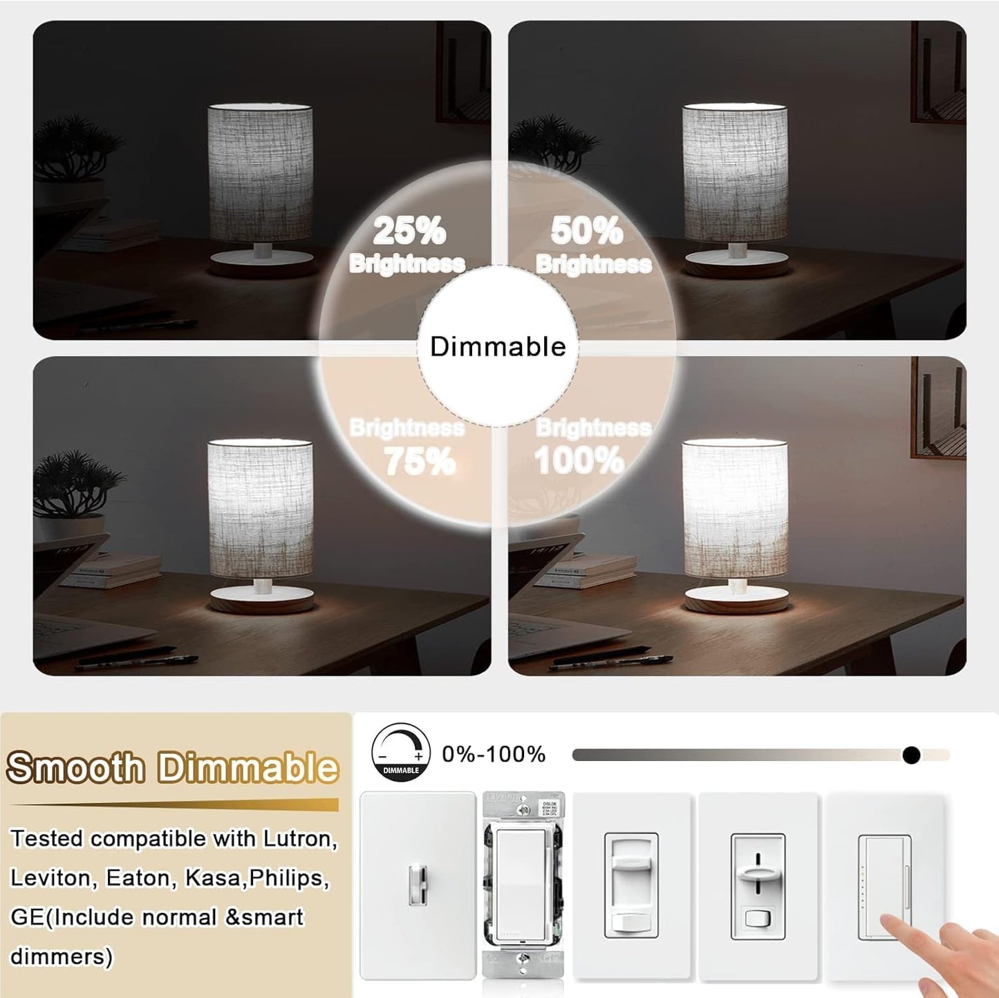 3.2 Inch 5000K Daylight White E26 LED Bulb 60 Watt Equal, AC 120V 600LM Edison Bulbs Dimmable, 6W T10 T30 Filament Light Bulbs Clear Glass for Fan Pendant Wall Light, UL Listed-6 Pack