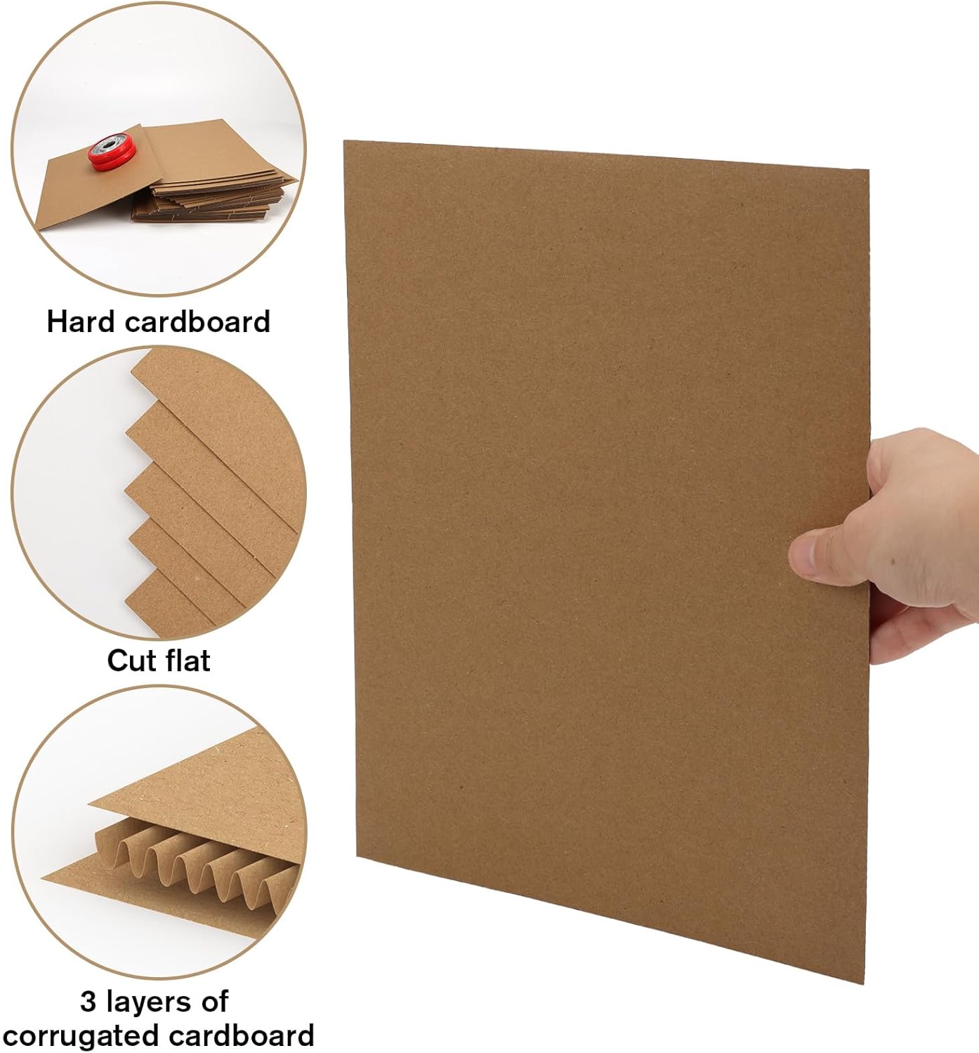 Calenzana 9x12 Corrugated Cardboard Sheets Set of 50, Flat Card Boards Inserts for Crafts, Packing, Shipping, Moving, Mailing