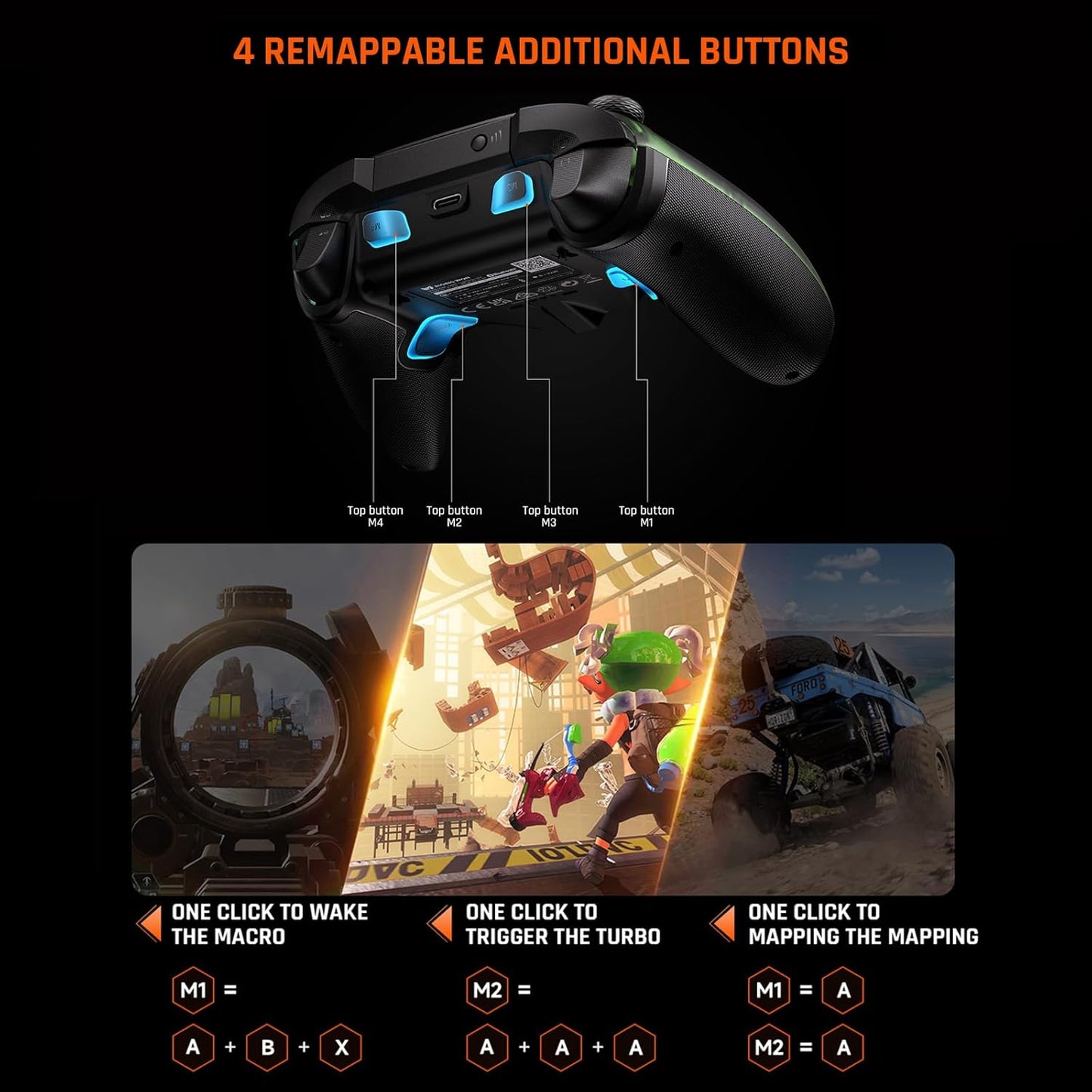 BIGBIG WON Wireless Controller, Rainbow 2 Pro PC Controllers Motion Aiming, Hall Triggers, ALPS Joystick, Custom Button, 3.5mm Audio Gaming Controller for PC Windows/Android/iOS/Switch Controllers