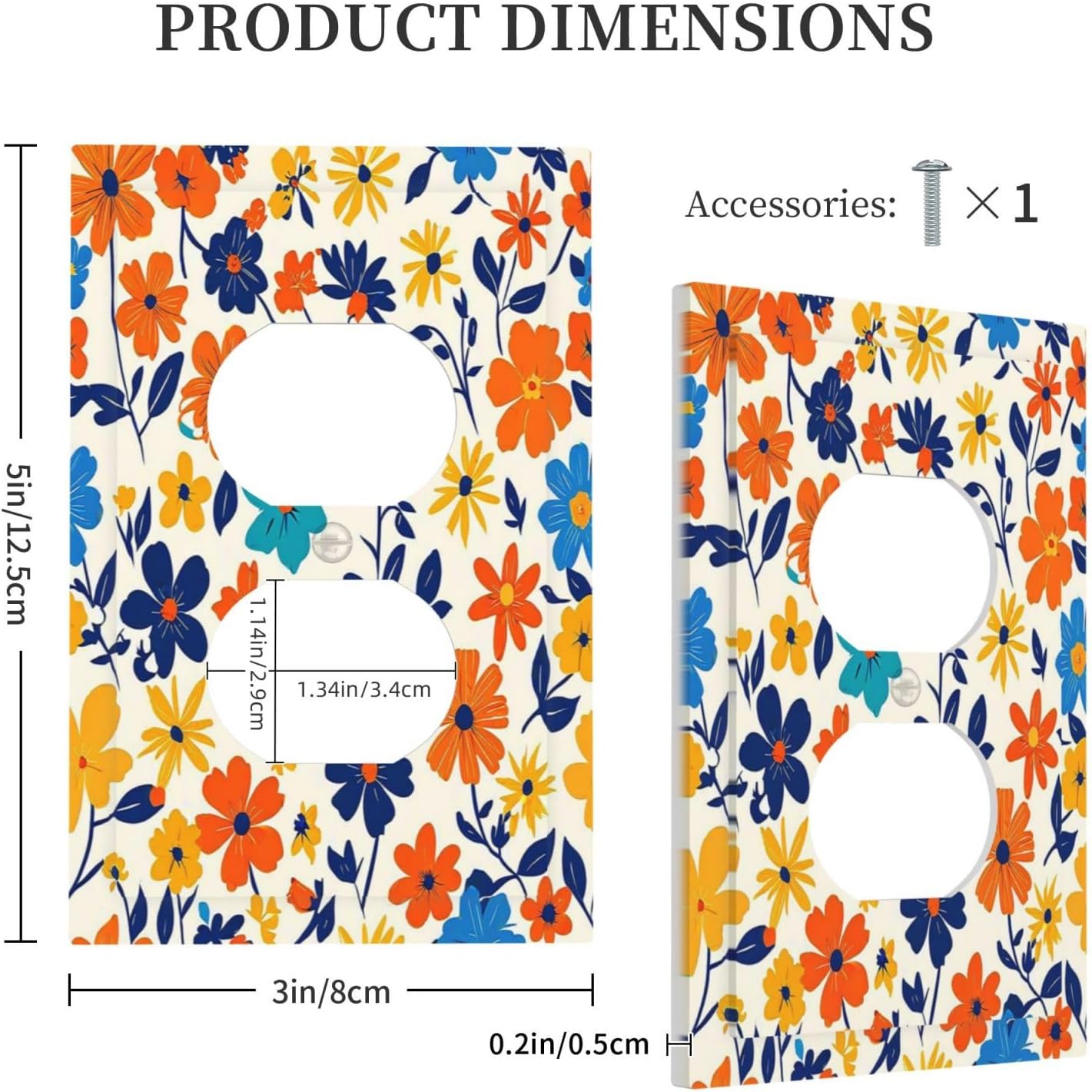 Nature Flowers Botany Plant Art Floral Outlet Covers 1 Gang Duplex Light Switch Cover Wall Plate Decorative Switch Plates Electrical Receptacle Faceplate for Bedroom Bathroom Decor