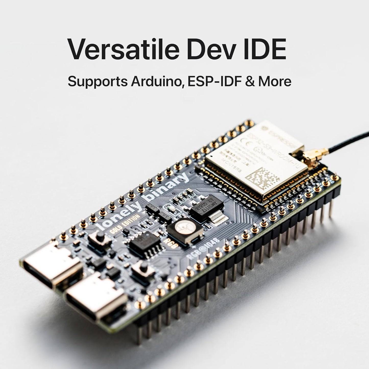3-Pack ESP32-S3 Development Board Gold Edition - 16MB Flash, 8MB PSRAM IPEX, Dual Type-C - Compatible with Arduino IDE & ESP-IDF (3X N16R8 Dev Board with External Antenna)