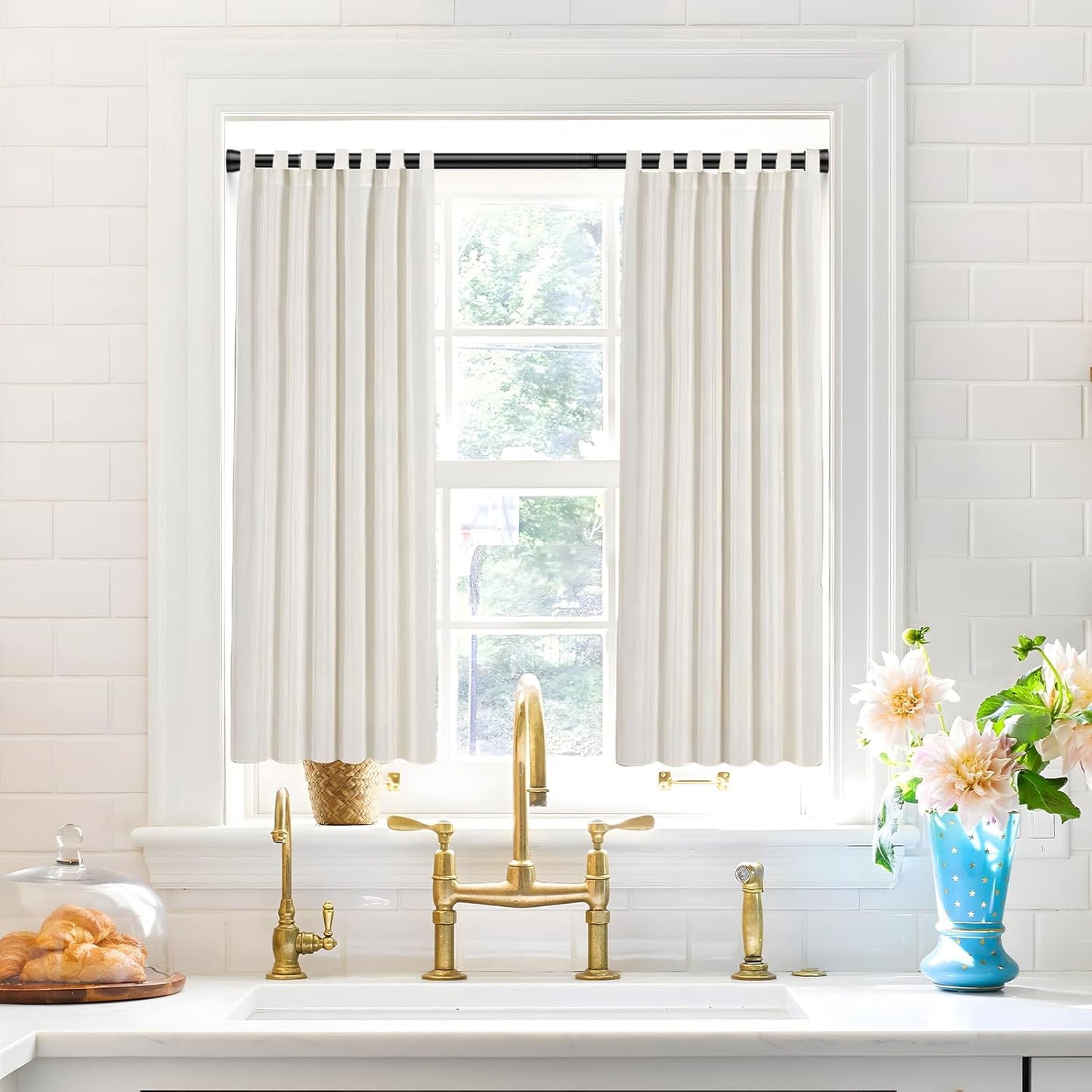2 Pack Black Shower Curtain Rod 16 To 26 Inch Tension Shower Rod For Bathroom 7/8" Adjustable Spring Curtain Rod No Drilling Spring Rod Black Tension Curtain Rods for Windows Doorway Closet