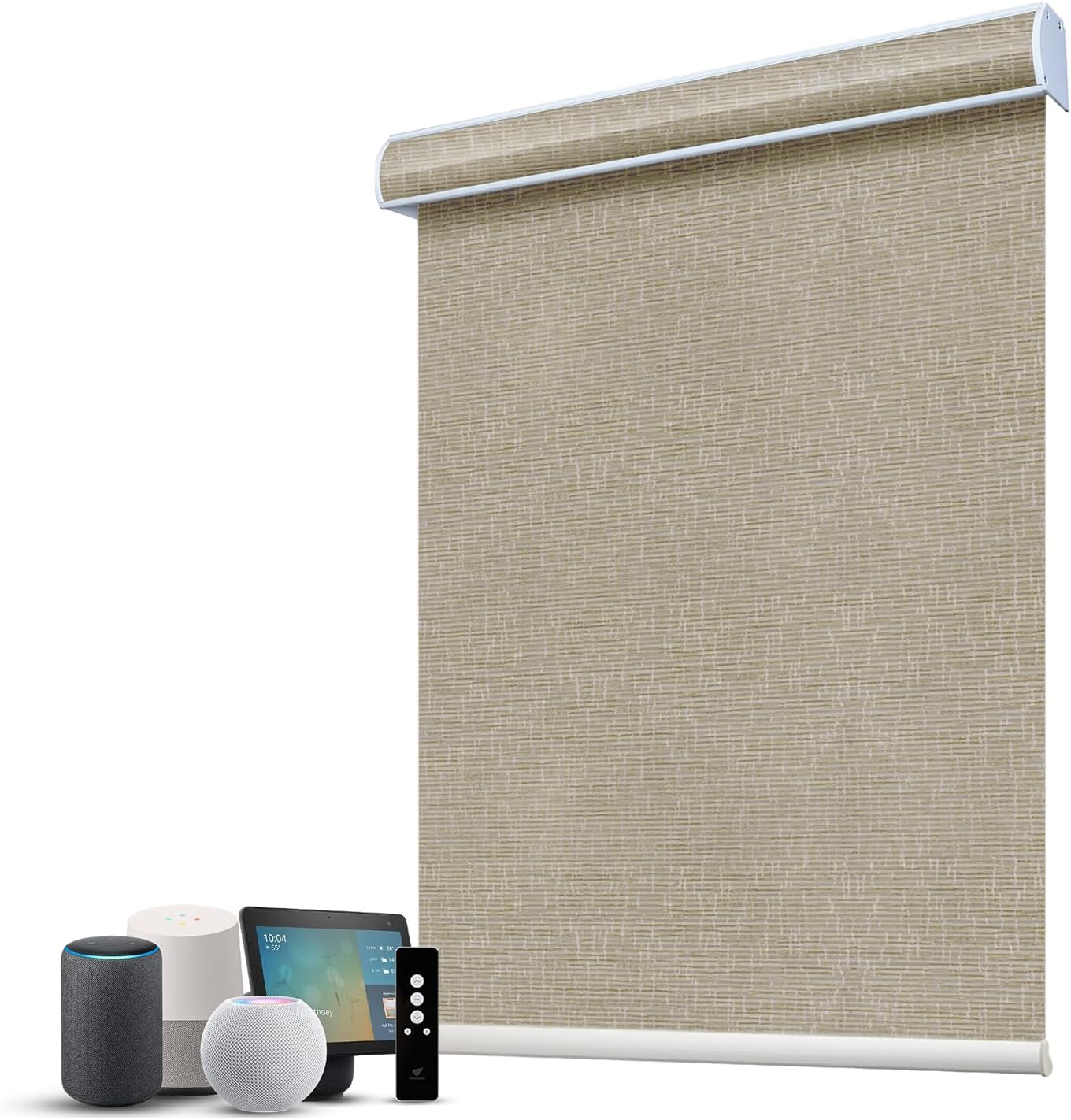 SmartWings Motorized 100% Blackout Shades Blinds, Custom Size, Cordless Window Shades with Rechargeable Battery, Work with Matter/Apple HomeKit, Alexa, Thread/Zigbee, Remote Optional, Safar Biscuit