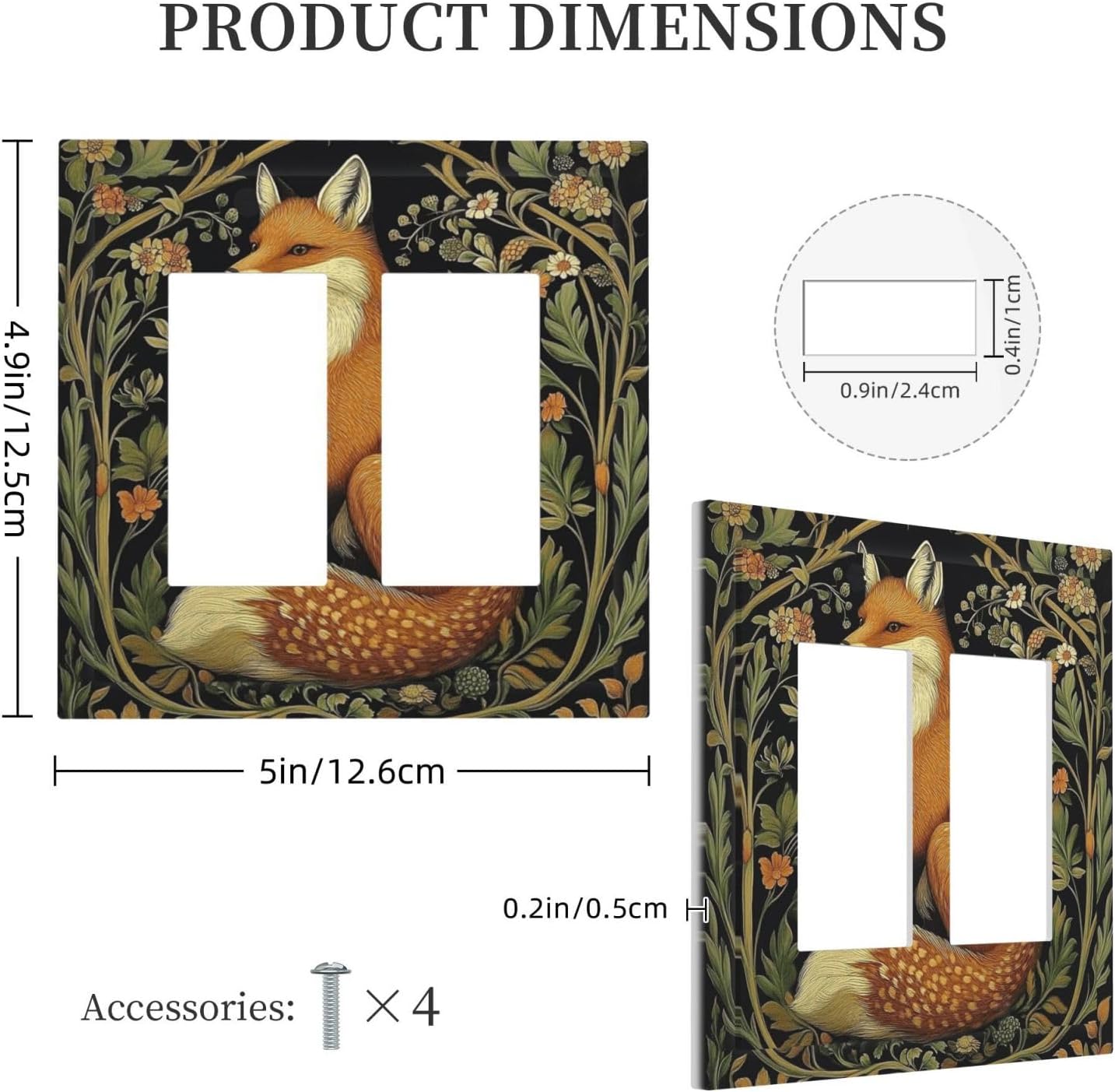 Fox Morris Plants Flowers Vine Colorful Floral Decorative Outlet Covers 2 Gang Double Gfci Rocker Electrical Wall Panels Light Switch Cover Plate For Bed Room Living Room Decor