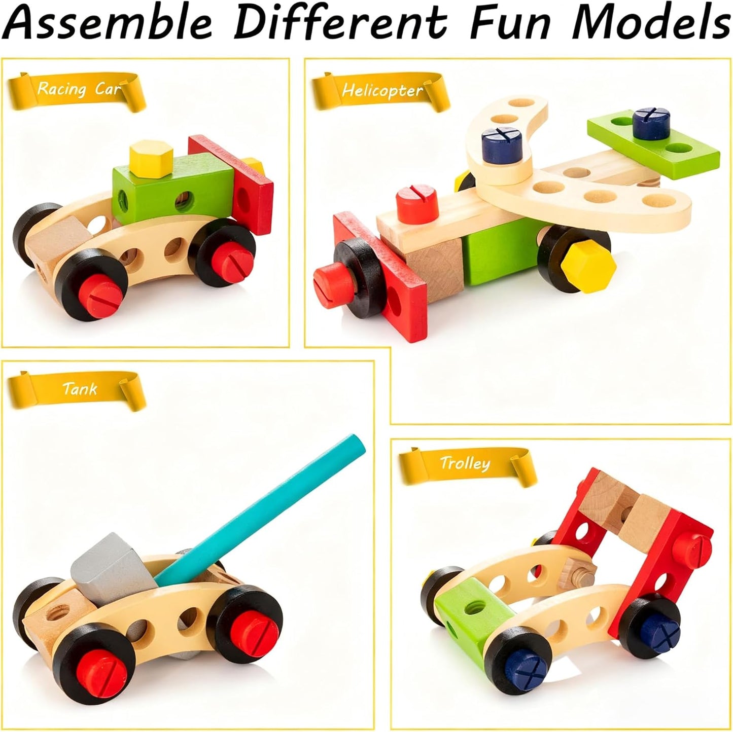 KIDWILL Tool Kit for Kids, 36-Piece Wooden Toddler Tools Set Includes Tool Box, Montessori Educational Stem Construction Toys for 2 3 4 5 6 Year Old Boys Girls, Best Birthday Gift for Kids