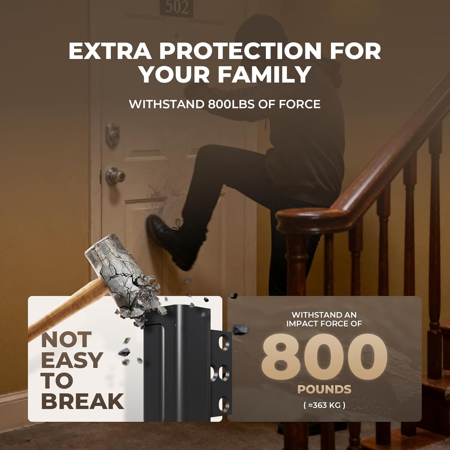 6 Pack Home Security Door Reinforcement Lock, Childproof Safety Door Lock Latch Stopper, Removable Screw-Mounted, Prevent Home Unauthorized Entry, Aluminum Construction, Withstands 800 lbs