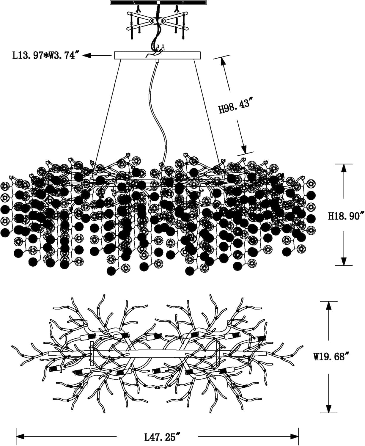 Modern Crystal Chandelier, 12-Light Raindrop Pendant Light Fixture, Luxury Gold Tree Branch Design for Dining Room, Living Room, Bedroom, Entryway - Elegant Home Decor