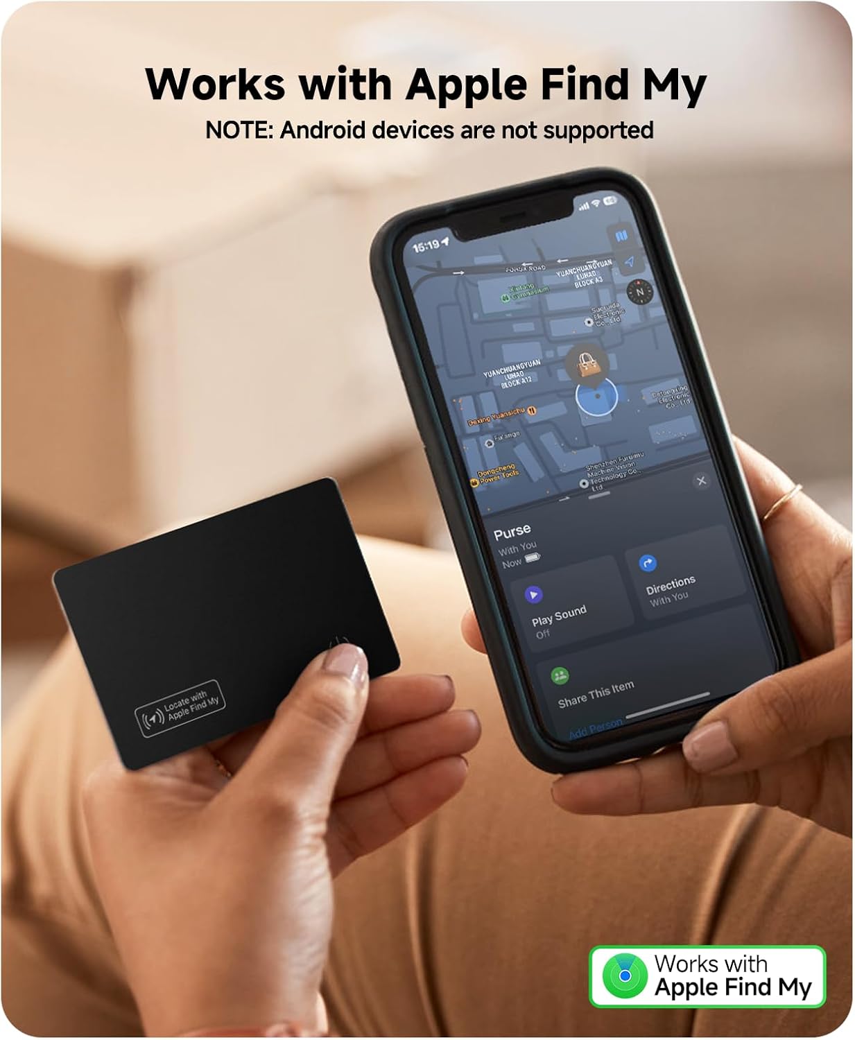 JTD Wallet Tracker Card - 0.07in Ultra-Thin Bluetooth Card Finder, IP68 Waterproof, Works with Apple Find My (iOS Only), Item Locator for Wallet, Passport, Luggage, Backpack