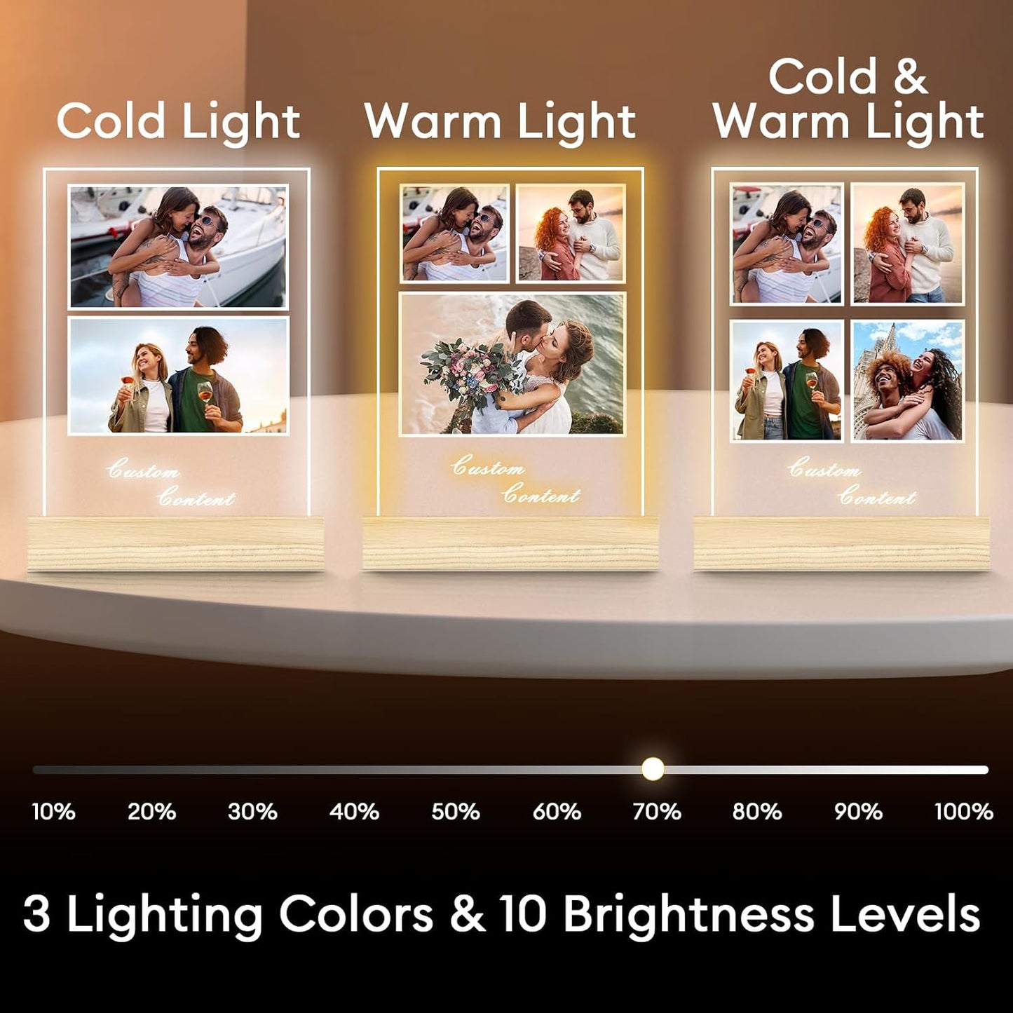 Personalized Picture Frame, Custom Tabletop Photo Frame with Light, Customized Gift for Mom/Father/Kid/Friend/Pet - Birthday, Valentine’s Day, Mother's Day, Father's Day, Christmas (R03)