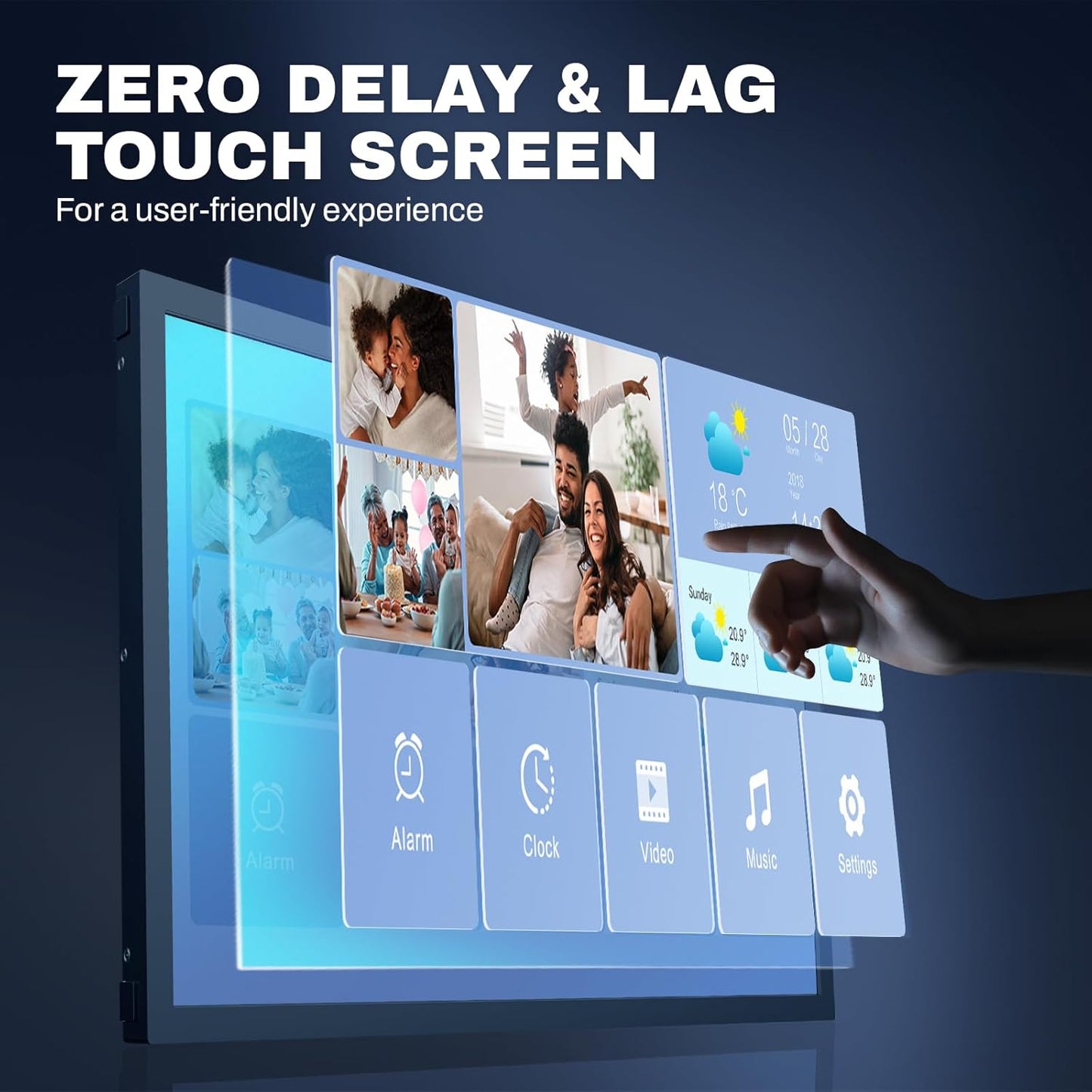 21.5 Inch Touchscreen Large Digital Picture Frame with FHD IPS Screen, 32GB WiFi Digital Photo Frame,Remote Control, Wall-Mountable, Share Photo/Video via Apps, Email, USB/Mirco SD, Black