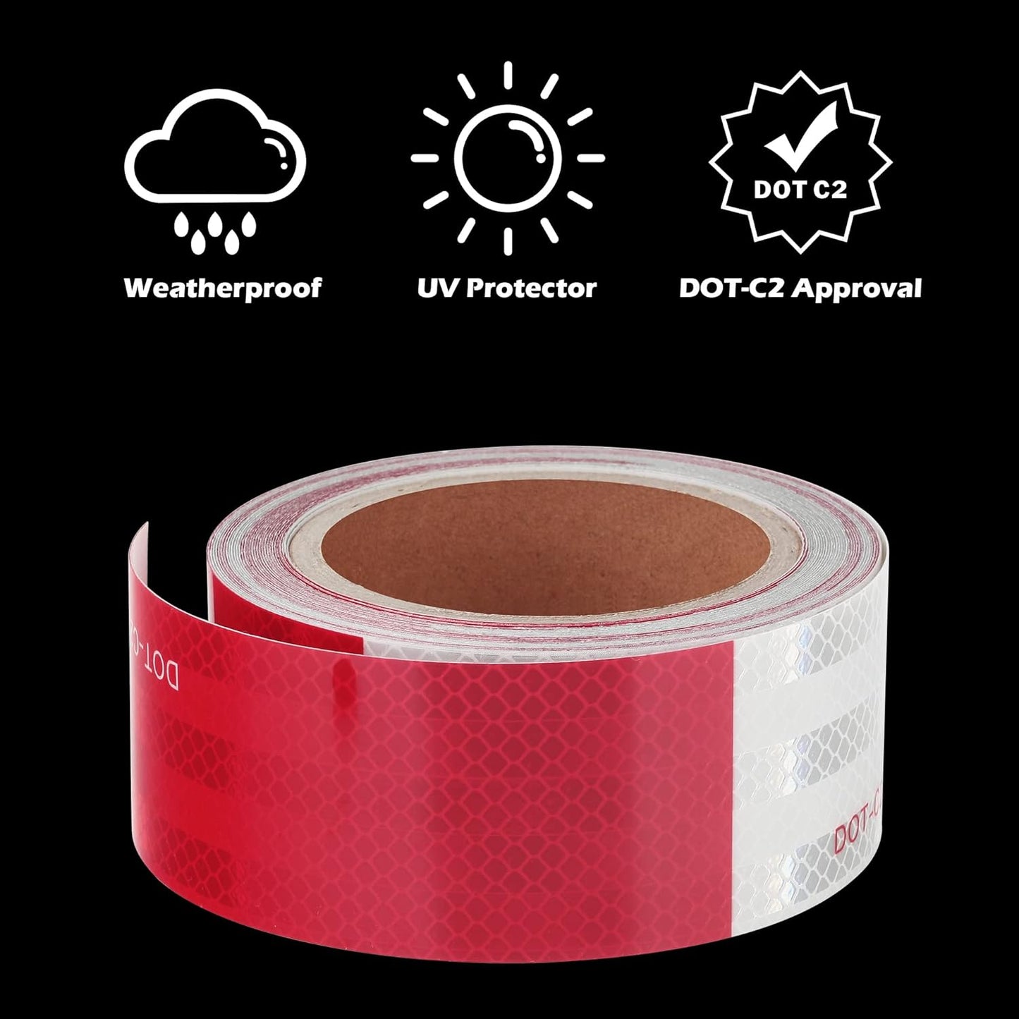 LLPT Reflective Tape 2” x 33 Ft DOT-C2 High Visibility Safety Tape Flexible Waterproof Intense Reflector for Trailer Truck Car RV Boat Camper Color White (RT203W)