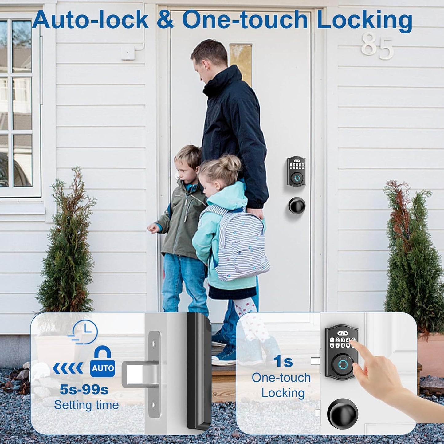 Fingerprint Door Lock with Door Knobs Set, Keyless Entry Door Lock Deadbolt with Handle, Smart Front Door Lock Set with APP Control/Fingerprints/Passwords/Auto-Lock/Easy Installation Black