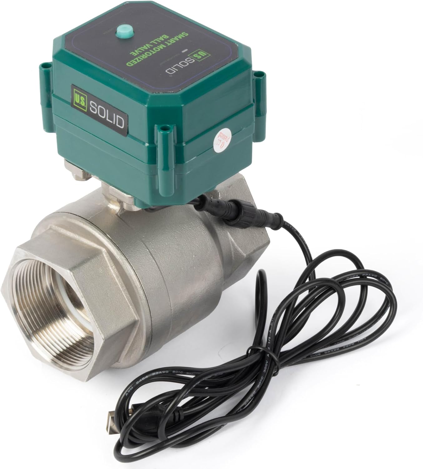 U.S. Solid 2" Smart Motorized Ball Valve - Remote App Mobile Control Stainless Steel Electrical Ball Valve with Manual Switch, 5V DC USB Connection