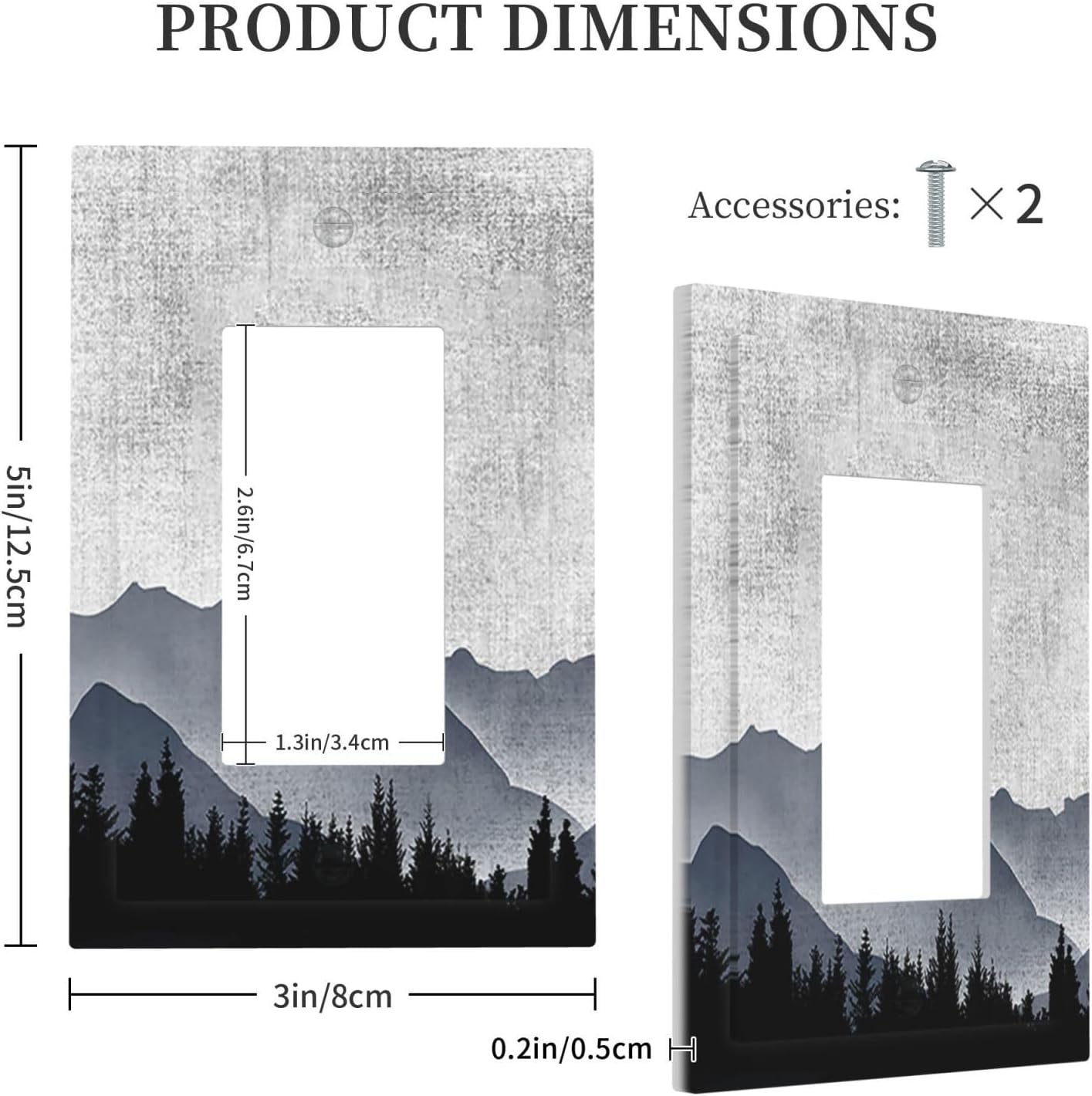 Decorative Outlet Covers Natural Landscape Mountains Pine Trees 1 Gang Single Rocker Light Switch Cover Plate Wall Plates GFCI Faceplate for Bedroom living Room Decor
