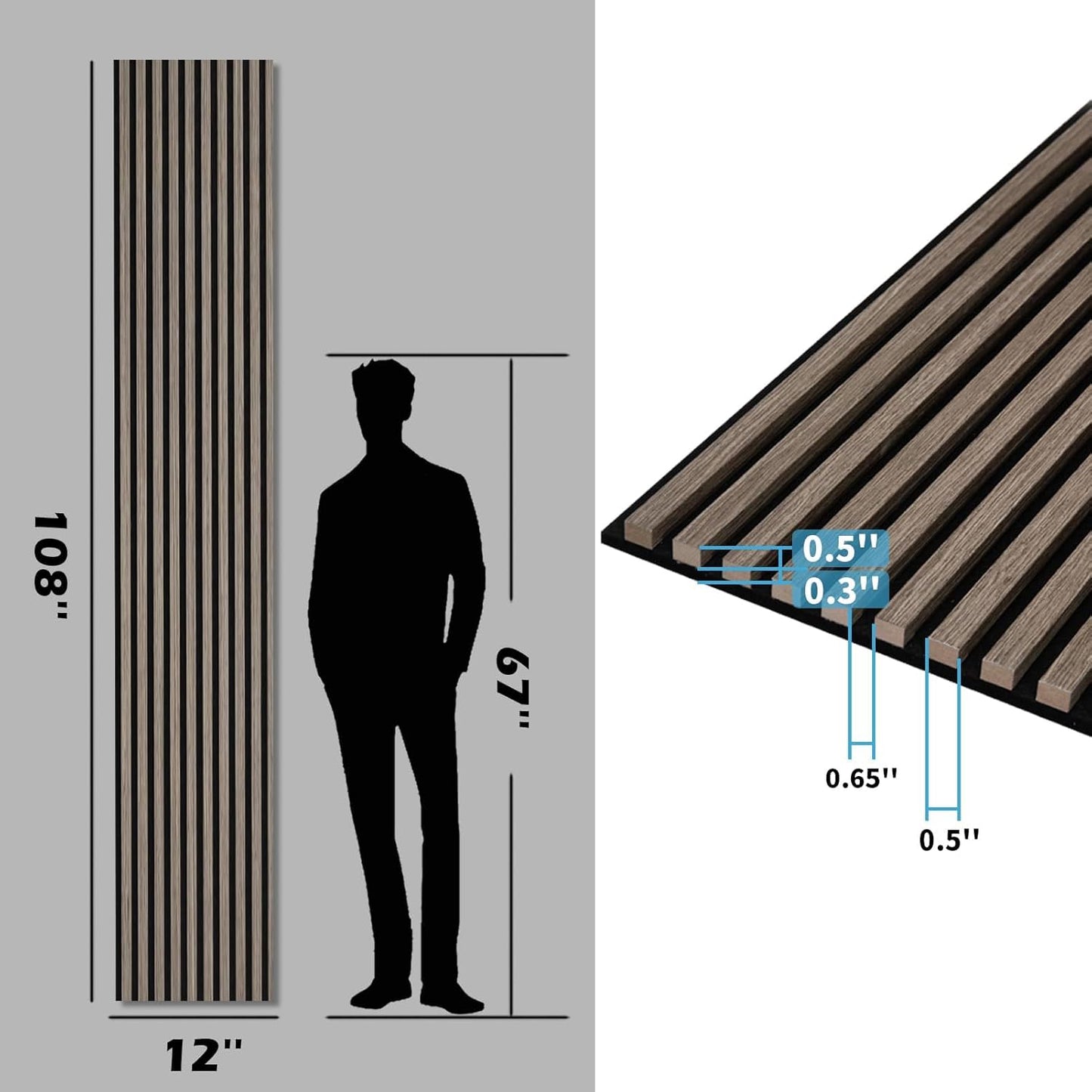 Art3d 4-Pack 108" x 12" Acoustic Wood Panels for Wall, Soundproof Wood Slat Panel for Wall and Ceiling, 3D Fluted Sound Absorbing Paneling for Interior Wall Decor, Living Room, Bedroom - Walnut