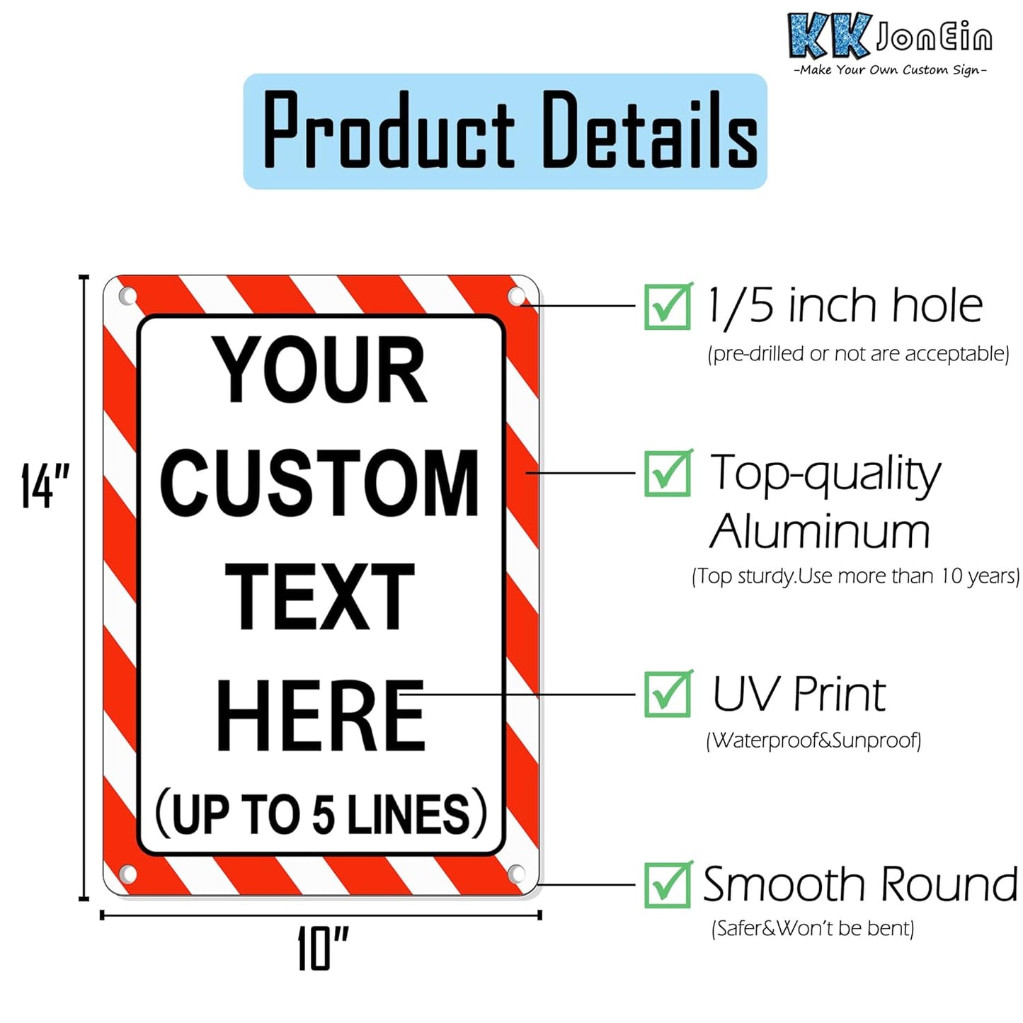 Custom Sign Outdoor Metal, Personalized Metal Sign for Parking, Gate, Delivery, Garage, Weatherproof Customized Signs for Outside, Make Your Own Signs Custom(14x10 Inches, Border)