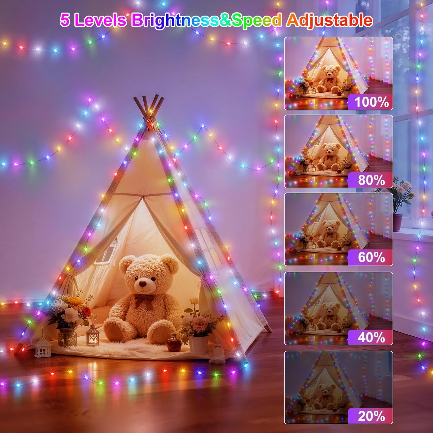 OMIKA 80ft Fairy Lights Plug in with Remote, 24 Colors 196 Modes Color Changing String Lights Dimmable, 240 LED Twinkle Lights with Timer for Outdoor Party Bedroom Indoor Christmas Halloween Decor