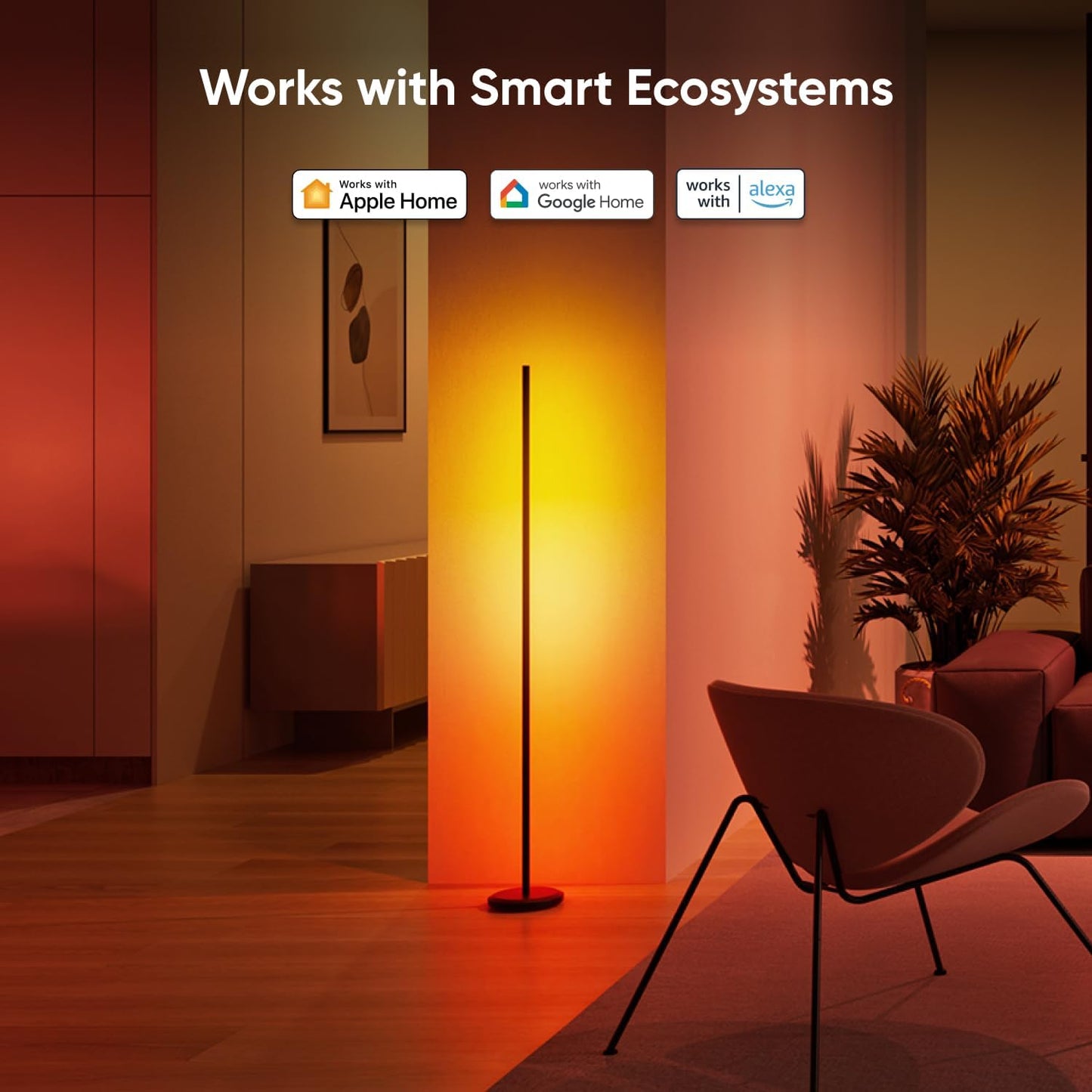 Nanoleaf Matter Smart Floor Lamp, LED Standing Lamps Work with Alexa, Music Sync Corner Lamp,16 Million Colors, 1700lm RGBTW Floor Lamp with Voice Control for Living Room, Ambient Lighting, Black