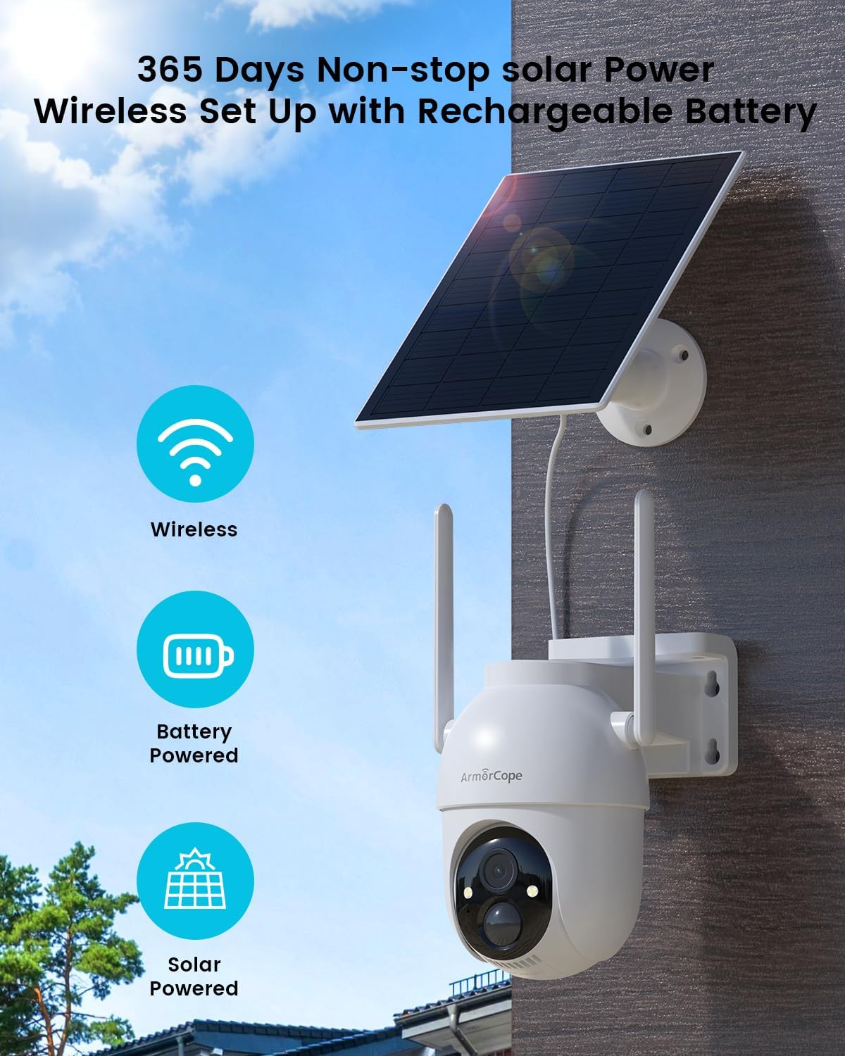 Security Cameras Outdoor Wireless,4 Cam-Kit,No Subscription,360° Pan & Tilt Home Security Cameras System,2K Color Night Vision