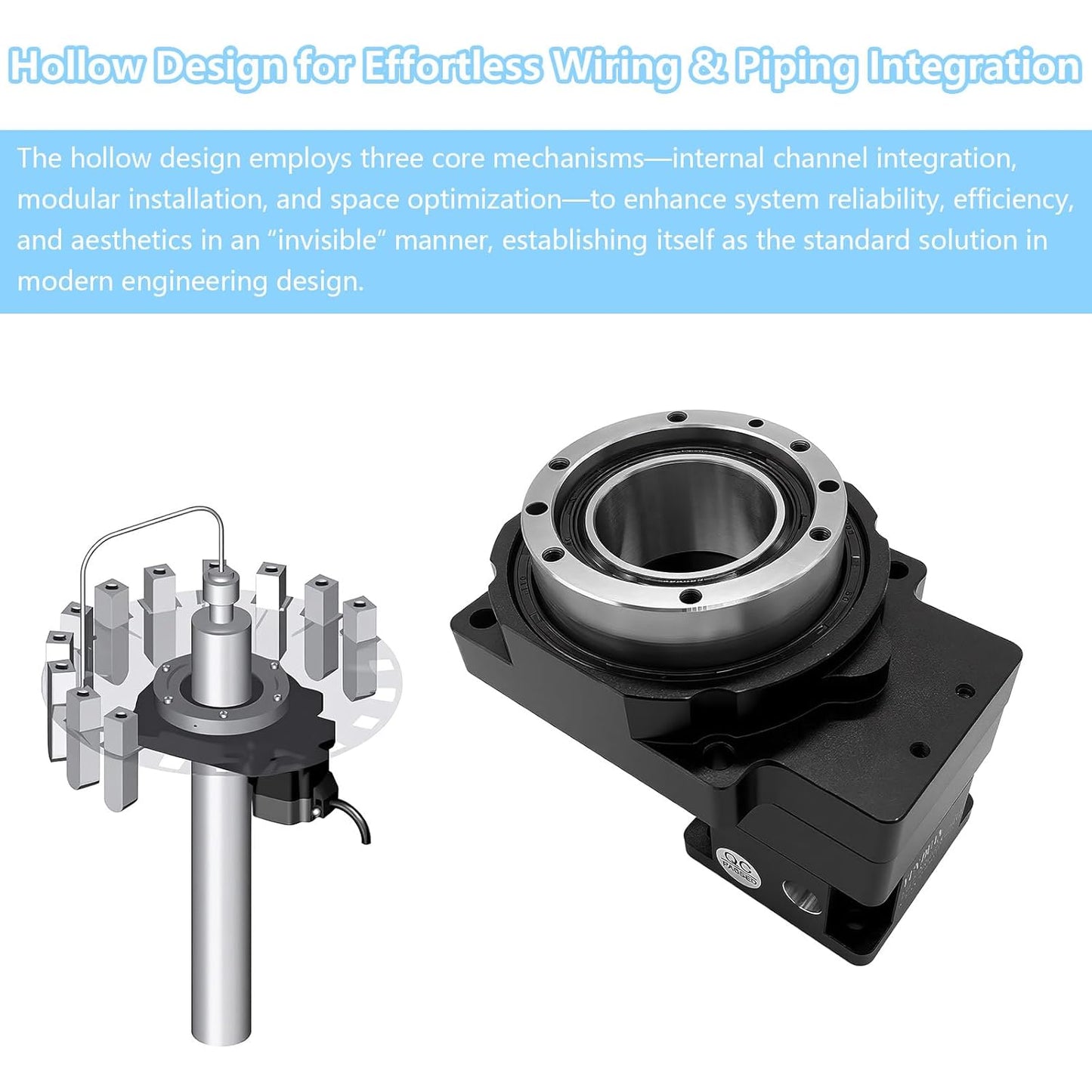 Hollow Rotary Actuator Ratio 10:1 High Accuracy Hollow Rotating Platform Rotary Positioners Suitable for Nema17 42mm Stepper Motor 40mm Servo Motor Substitutable for Direct Drive Motor Cam Indexer