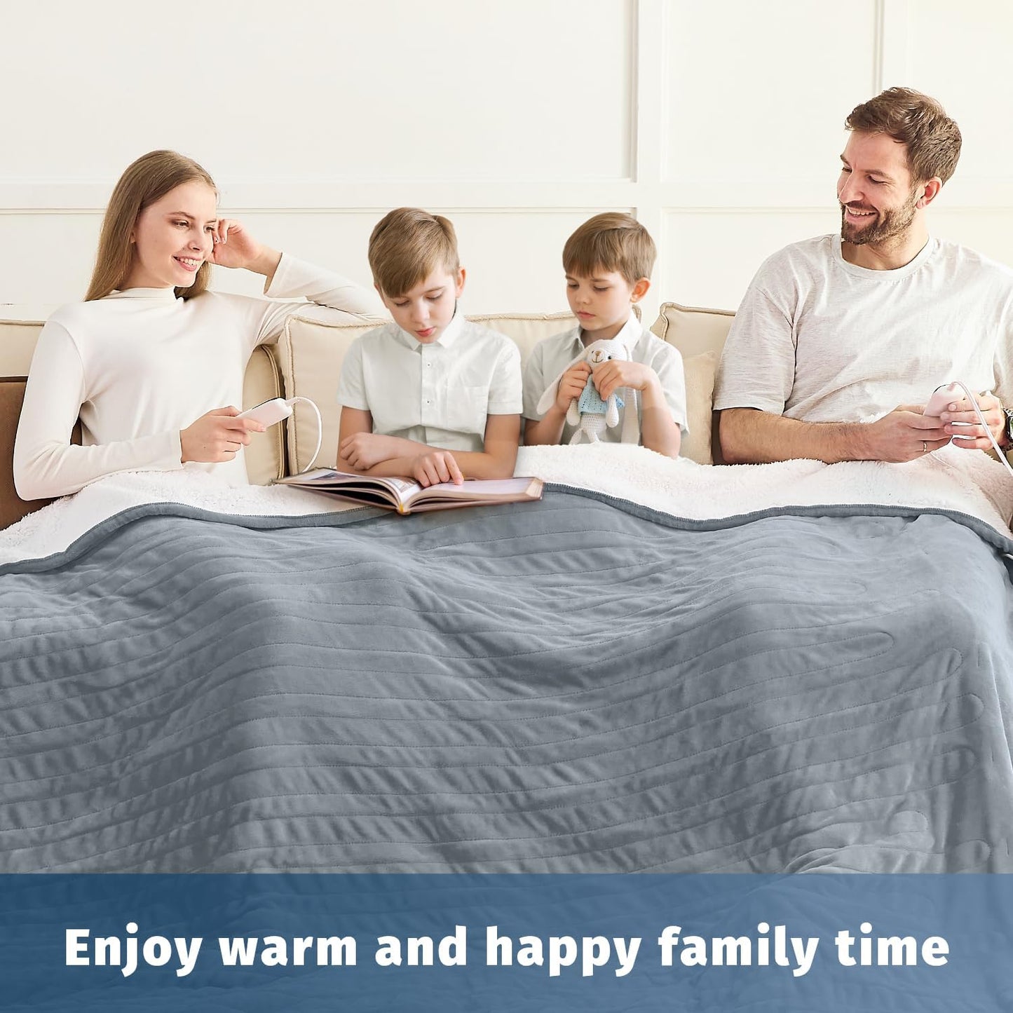 Heated Electric Blanket Queen Size - 84" x 90" Heating Blanket with Dual Control, 10 Heating Levels & 8 Hours Auto Off, Soft Warm Flannel Blanket, Christmas Birthday Gifts for Senior Grandma