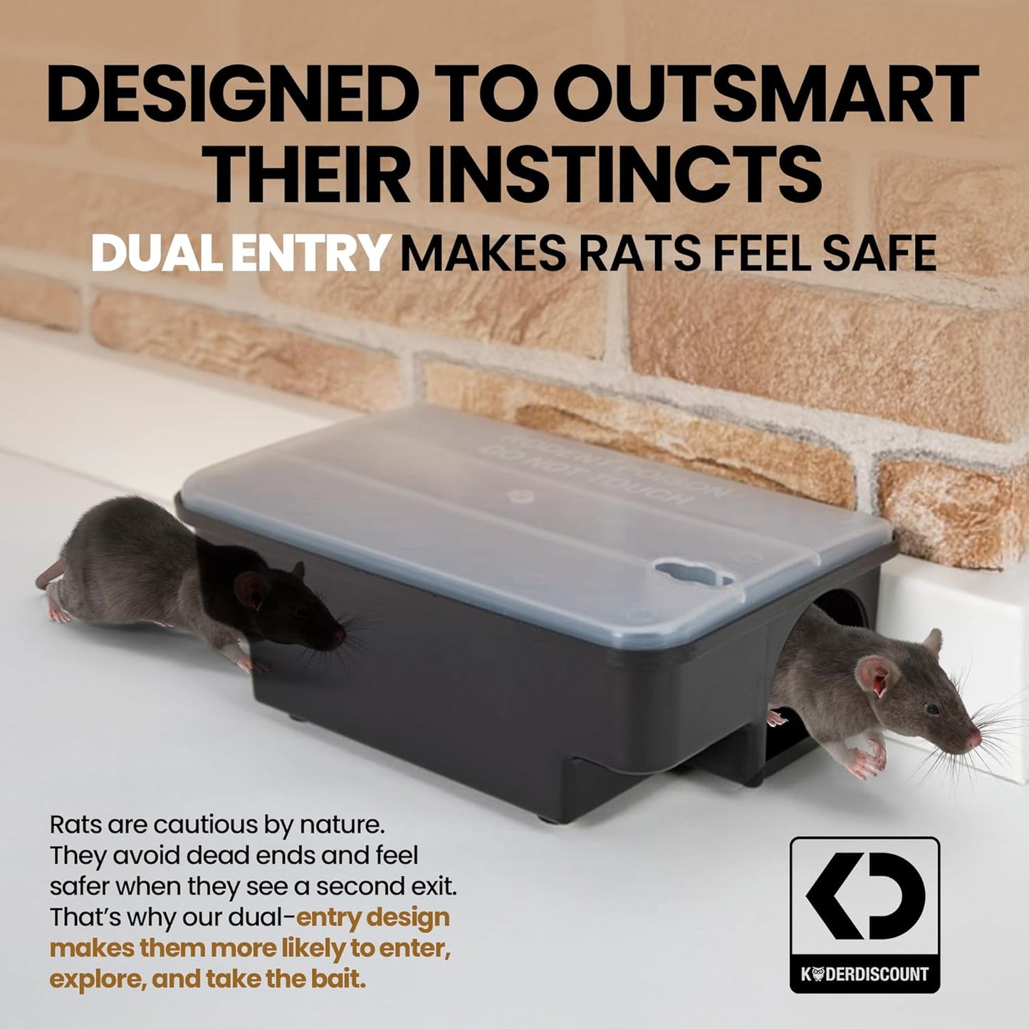 Professional Rat & Mouse Bait Station – 2 Lockable Weather-Resistant Rat Trap Boxes with Clear Lid & Dual Entry – Reusable Rodent Control (Bait Not Included)