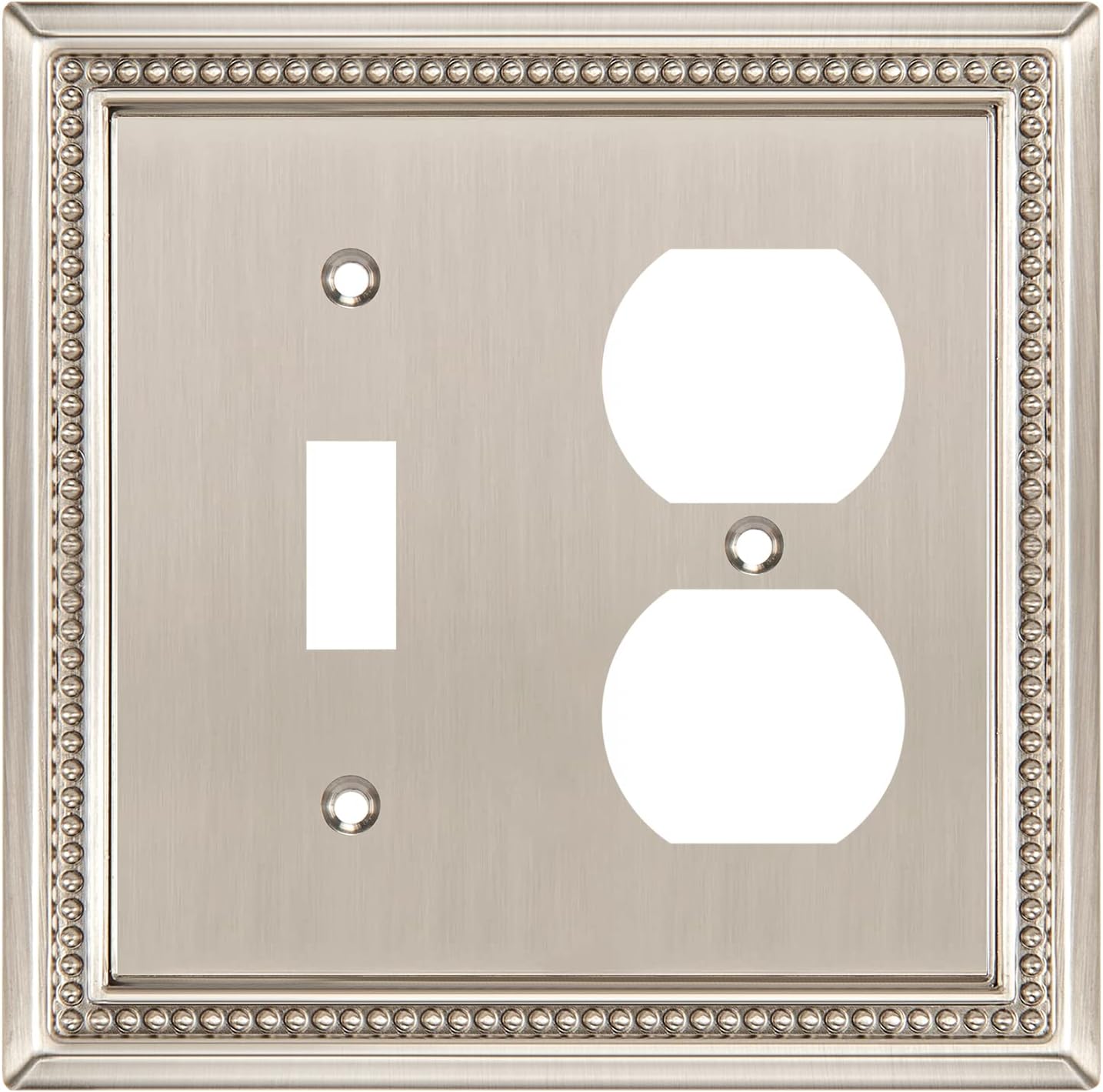 Henne Bery Sunken Pearls Heavy Duty Decorative Wall Plate Switch Plate Outlet Cover (Toggle/Duplex, Satin Nickel)