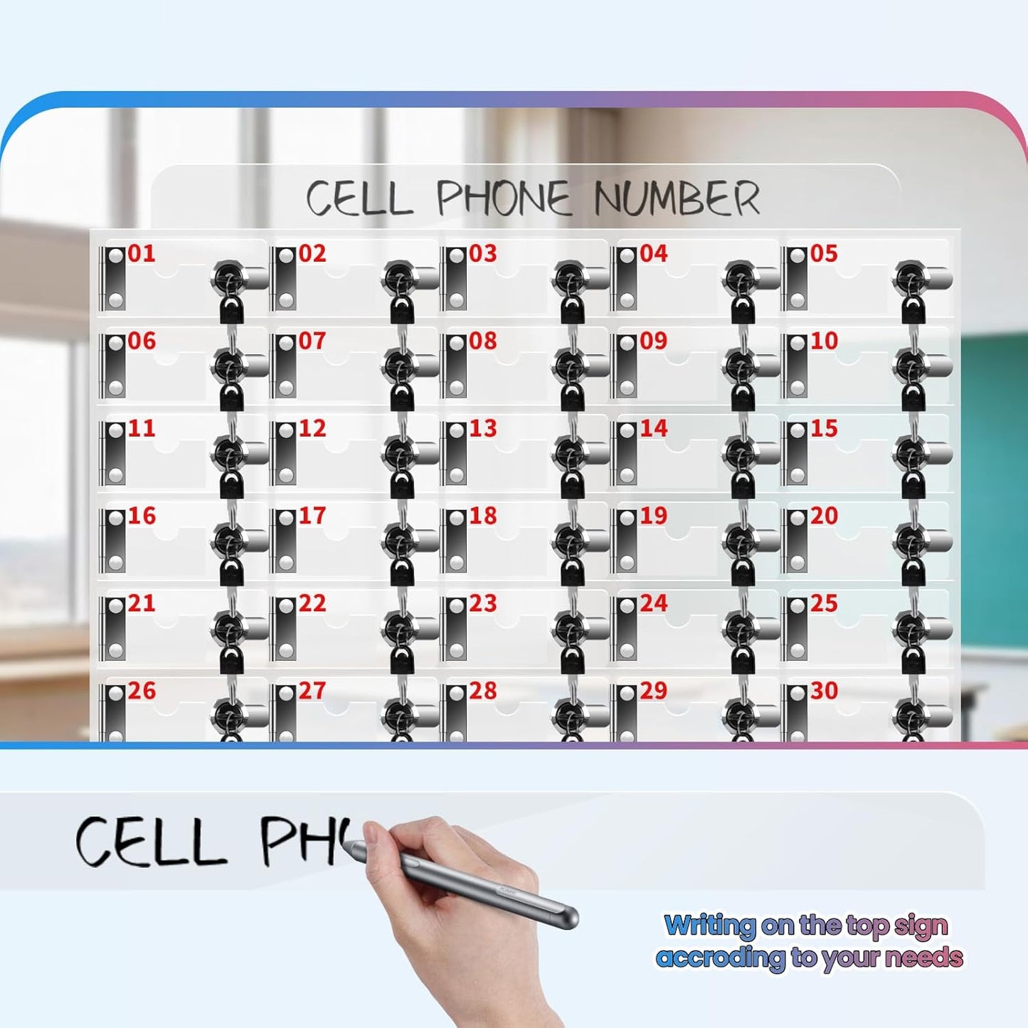 40 Slots Cell Phone Locker Box for Classroom Clear Acrylic Cell Phone Storage Cabinet with Door Locks and Keys for Classroom School Students Office Factory Employees