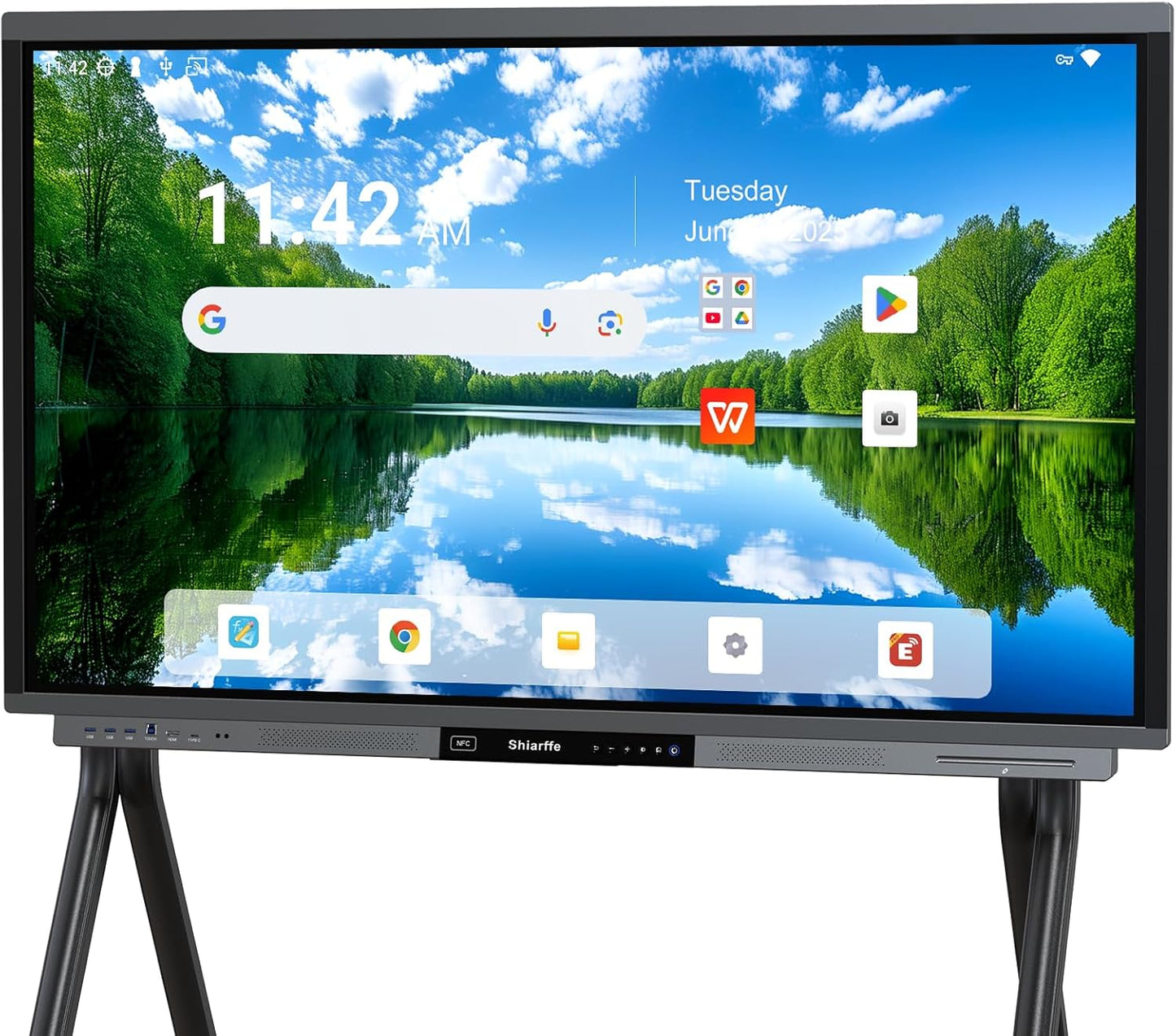Shiarffe R9 Smart Board 4K Interactive Whiteboard EDLA-Certified All-in-One Touchscreen Digital Display Built-in 60W Speaker for Classrom Hybrid Work