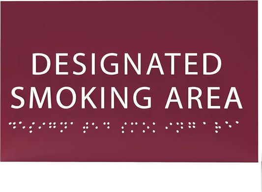 6" X4" Designated Smoking Area Sign - ADA Compliant Tactile Graphics Grade 2 Braille Text | Smoking Permitted Wall Signs for Offices, Private Businesses, Schools, and Restaurants