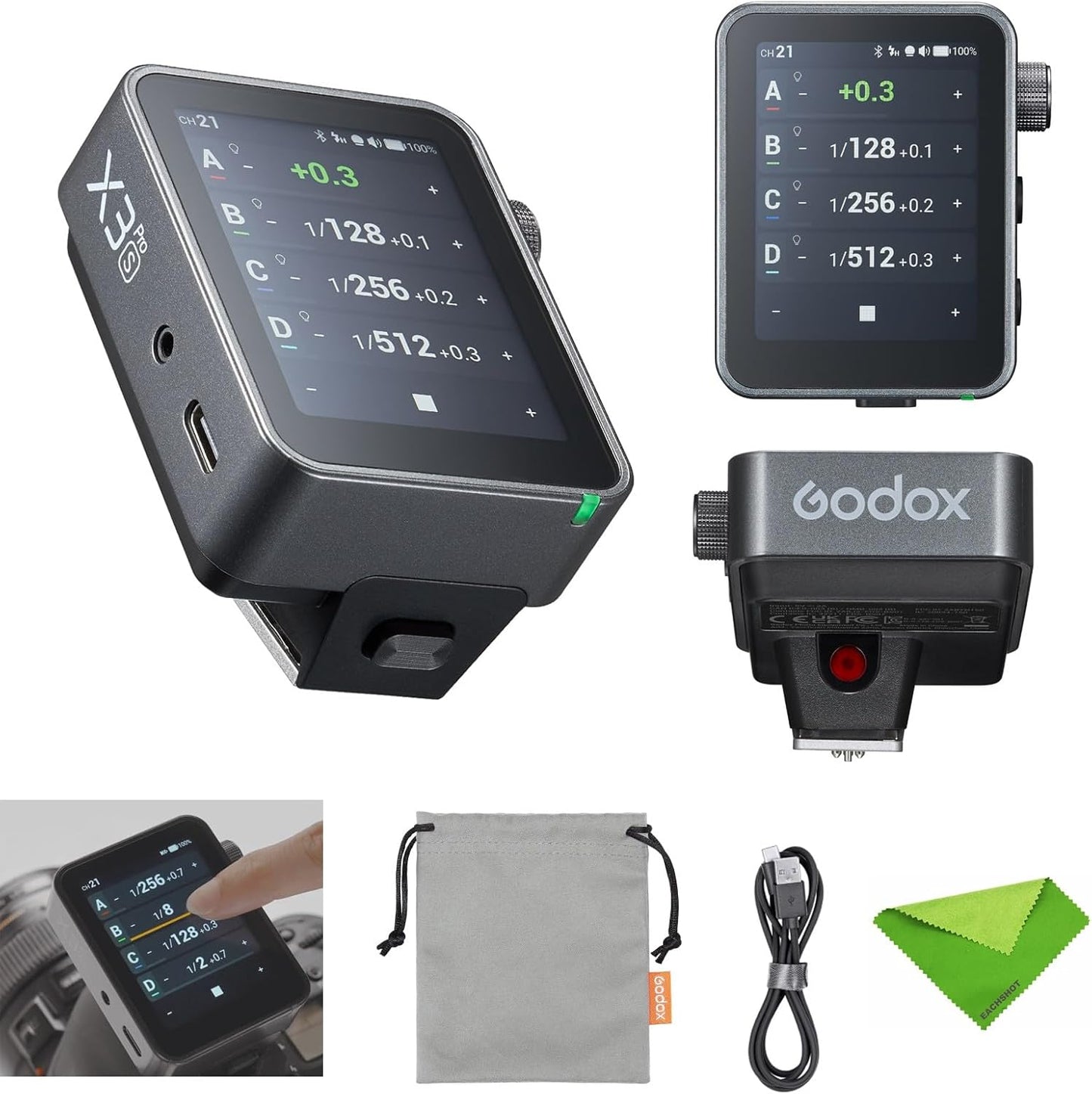 Godox X3 Pro S X3Pro S Touchscreen TTL Flash Trigger for Sony, 2.4G Wireless, 2.4" LCD Screen, Bluetooth Integration & APP Control, Wireless Speedlight Transmitter for Sony Cameras(Godox X3-S Upgrade)