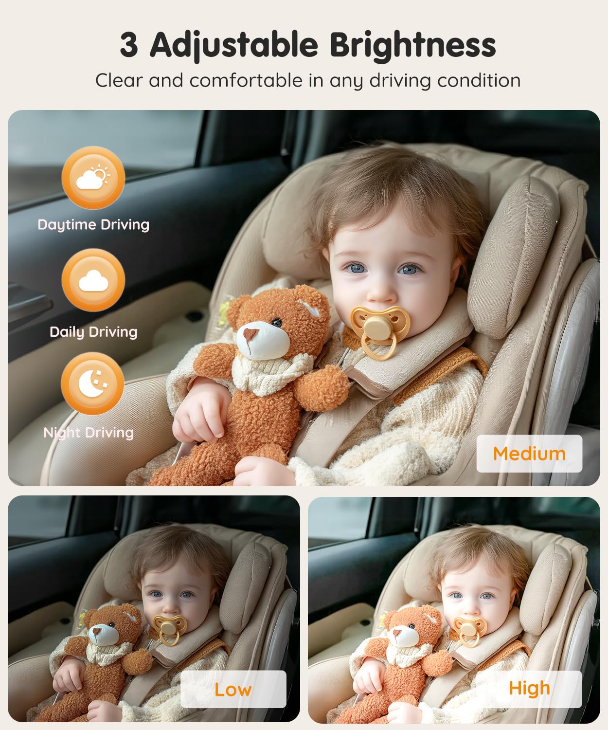 Babyvue BV3 PRO Baby Car Camera for 2 Kids - 7.2" Large HD Display Dual Channel Baby Monitor, 1080P IR Night Vision Car Seat Camera, Easy Install Rear-Facing View – Ideal for Kids and Pet Safety