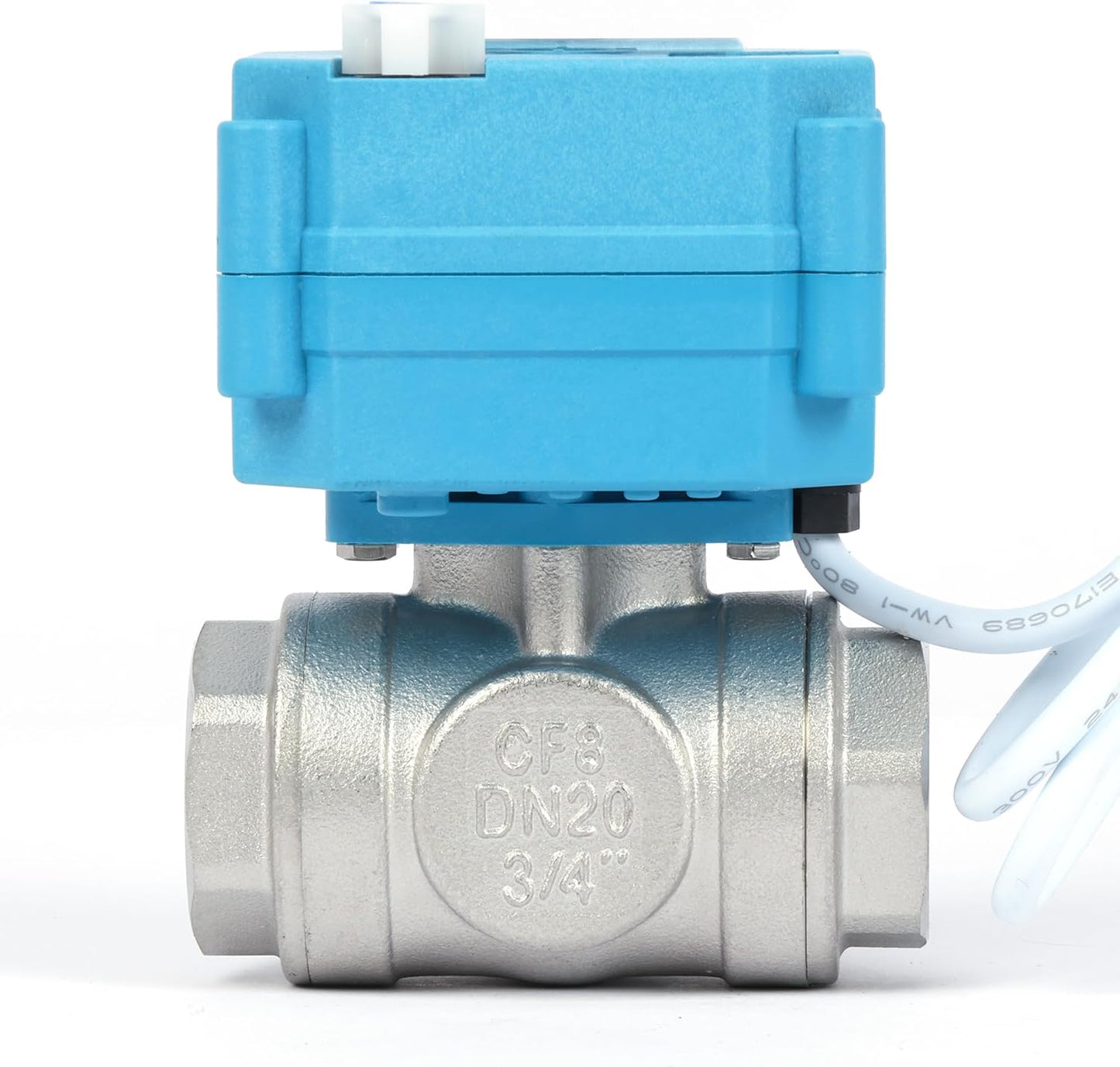 U.S. Solid 3/4" 3 Way Stainless Steel Motorized Ball Valve AC110-230V, L Type Water Shutoff Valve with Manual Function, Standard Port