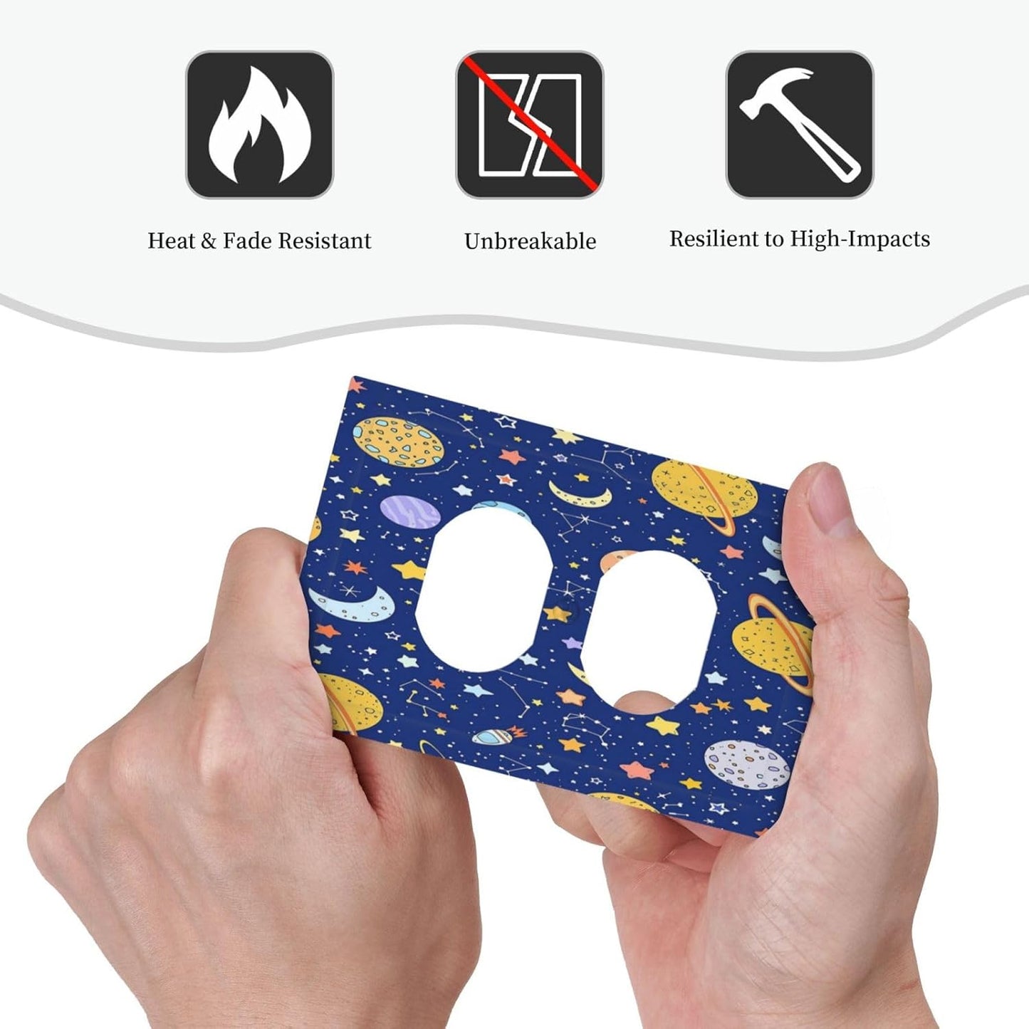 Stars Starry Night Sun Moon Planet Constellations Outlet Covers 1 Gang Duplex Light Switch Cover Wall Plate Decorative Switch Plates Electrical Receptacle Faceplate for Bedroom Bathroom