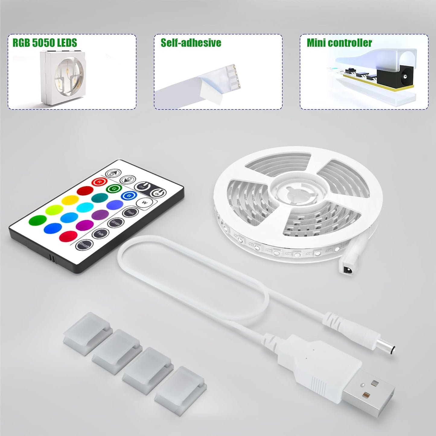 Tv Led Backlight, Maylit 8.2ft Led Strip Lights for 40-60in Tv, USB Powered Tv Lights kit with Remote, RGB Bias Lighting for Room Decor