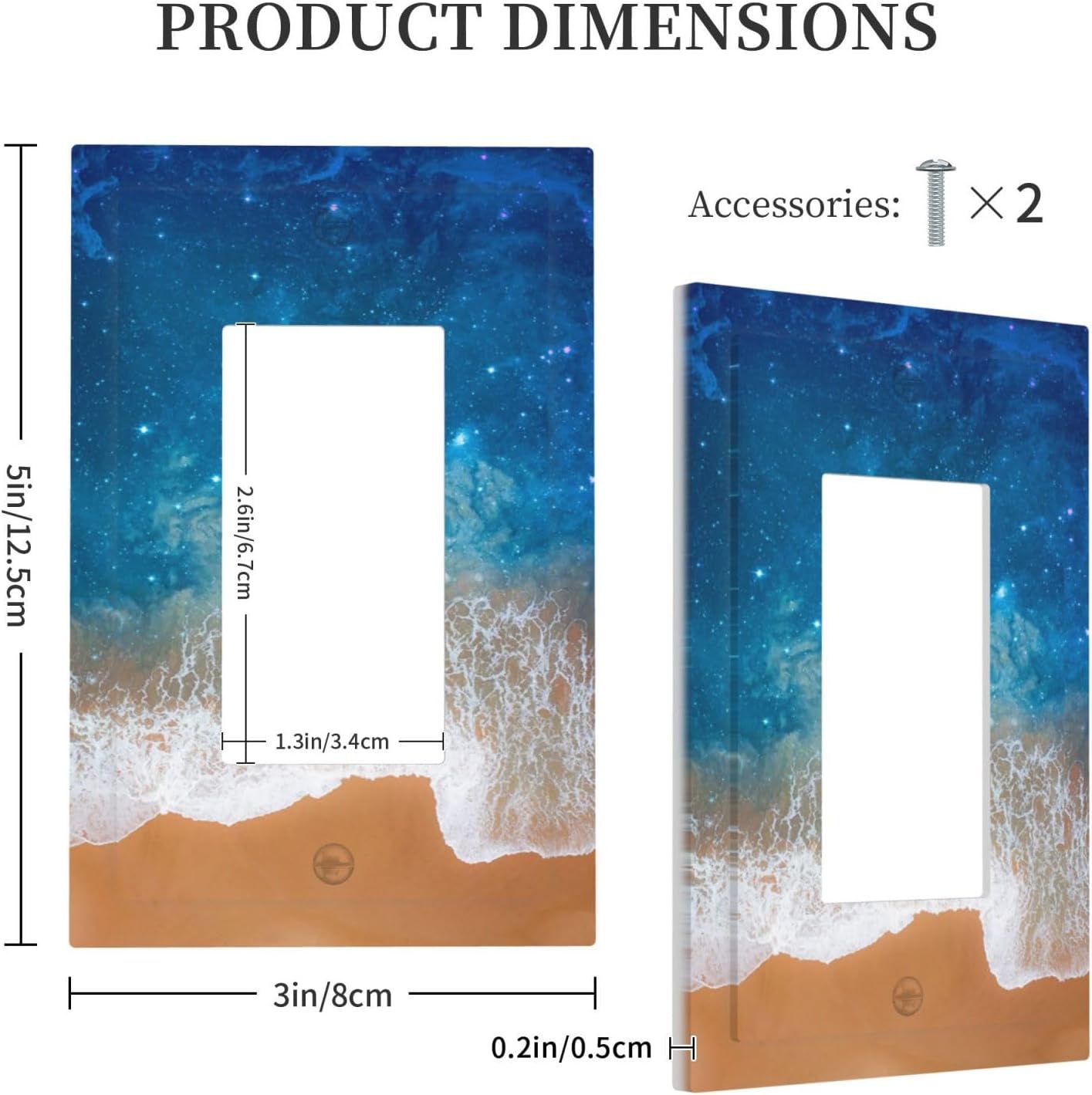 Outlet Covers Blue Sea Ocean Beach Waves 1 Gang Wall Plates Single Rocker Light Switch Covers Decorative Switch Plates Electrical GFCI Panel Covers for Home Office Decor 5 X 3 IN