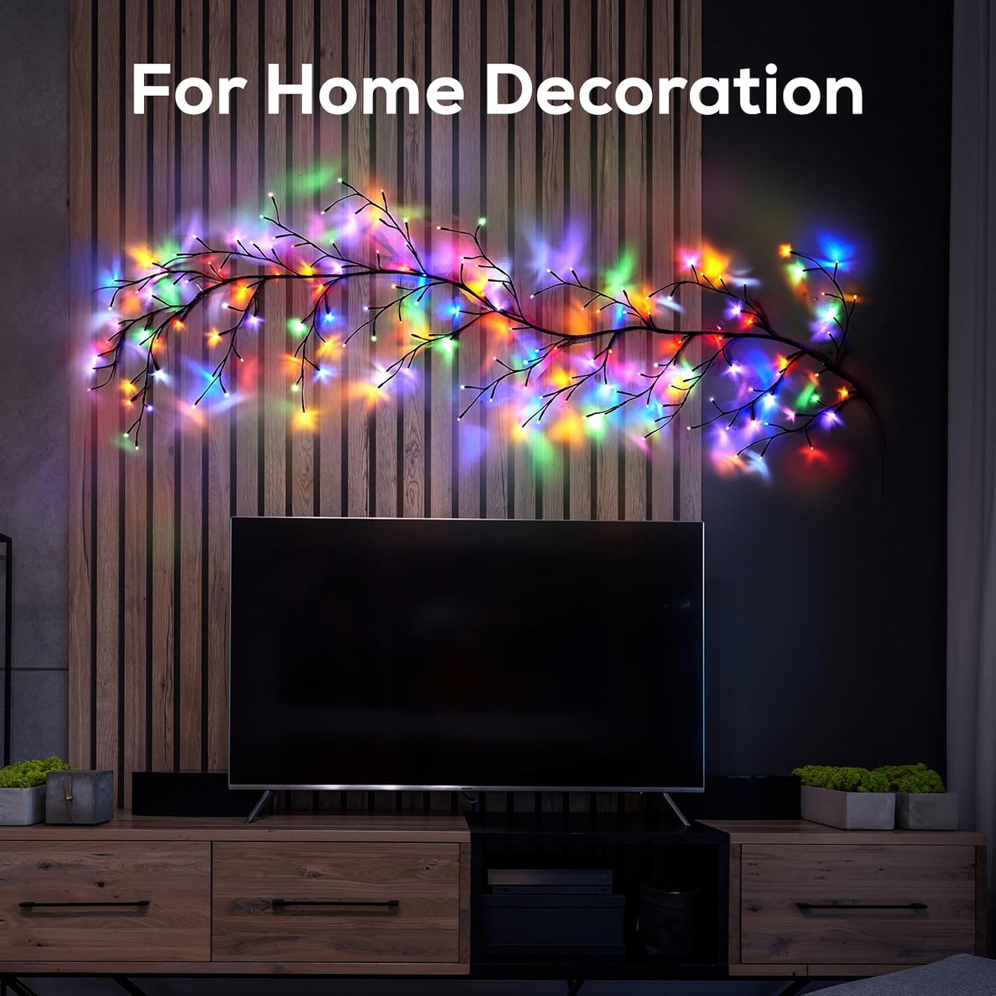 Enchanted Willow Vine Lights for Home Decor with 160LEDs, 8.2FT Voice-Activated Wall Decoration Light, Support Warm and Color Light Mode Switch, Ideal for Christmas, Wedding, Party Decor(Brown)(1PCS)